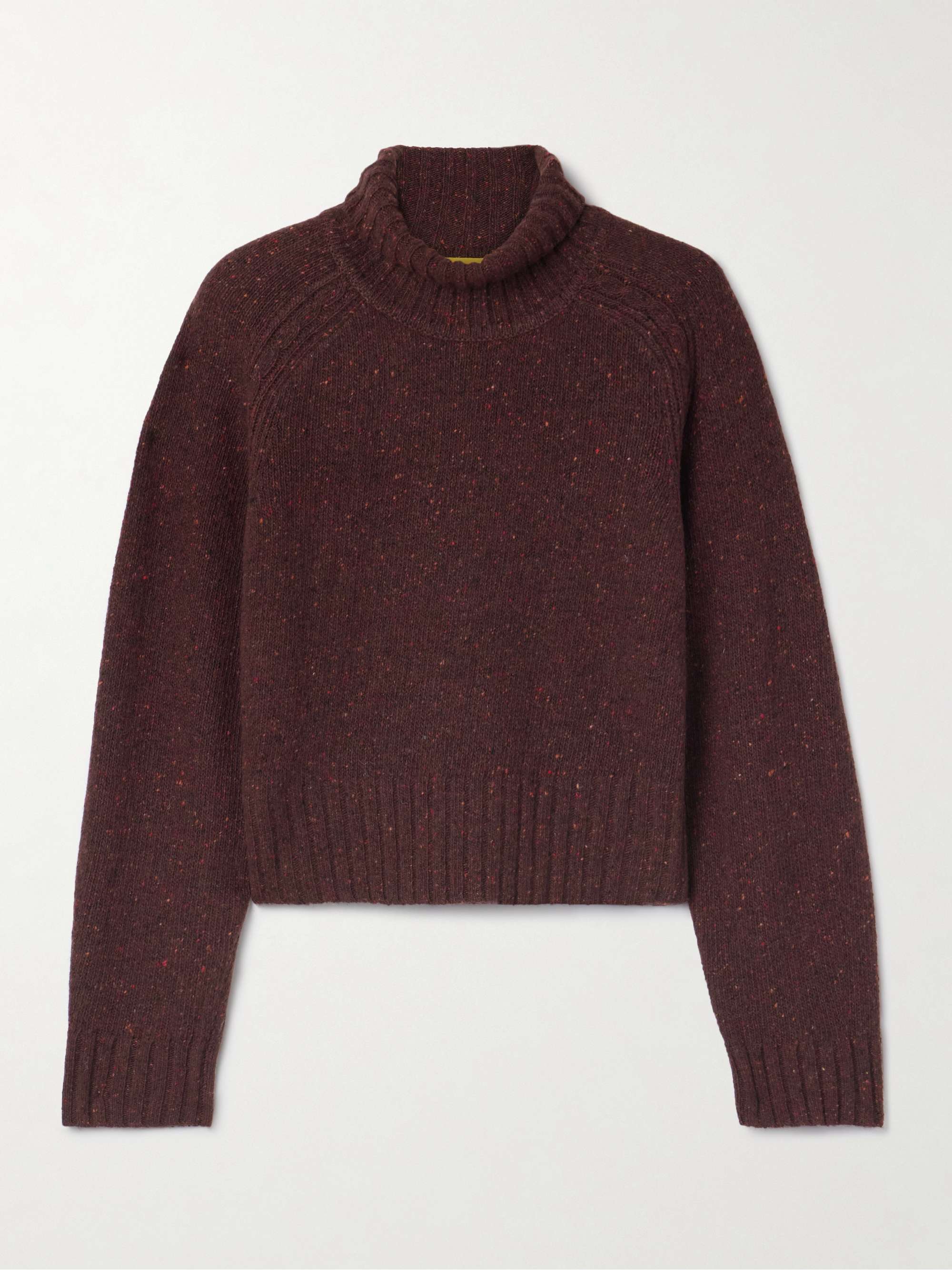 Cropped recycled-cashmere and merino wool-blend turtleneck sweater view