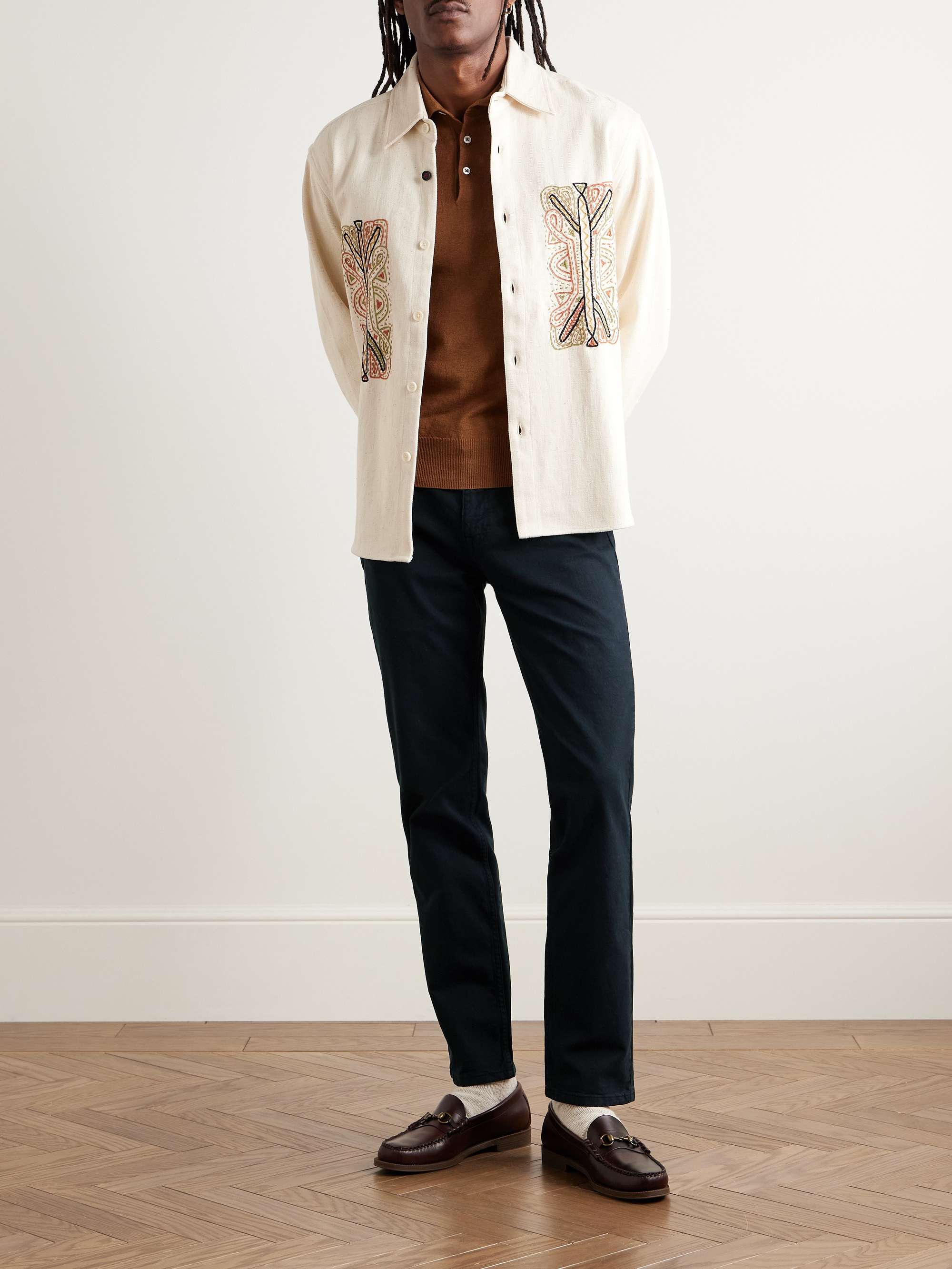 Tony 1923 Slim-Fit Garment-Dyed Organic Cotton-Blend Twill Trousers view