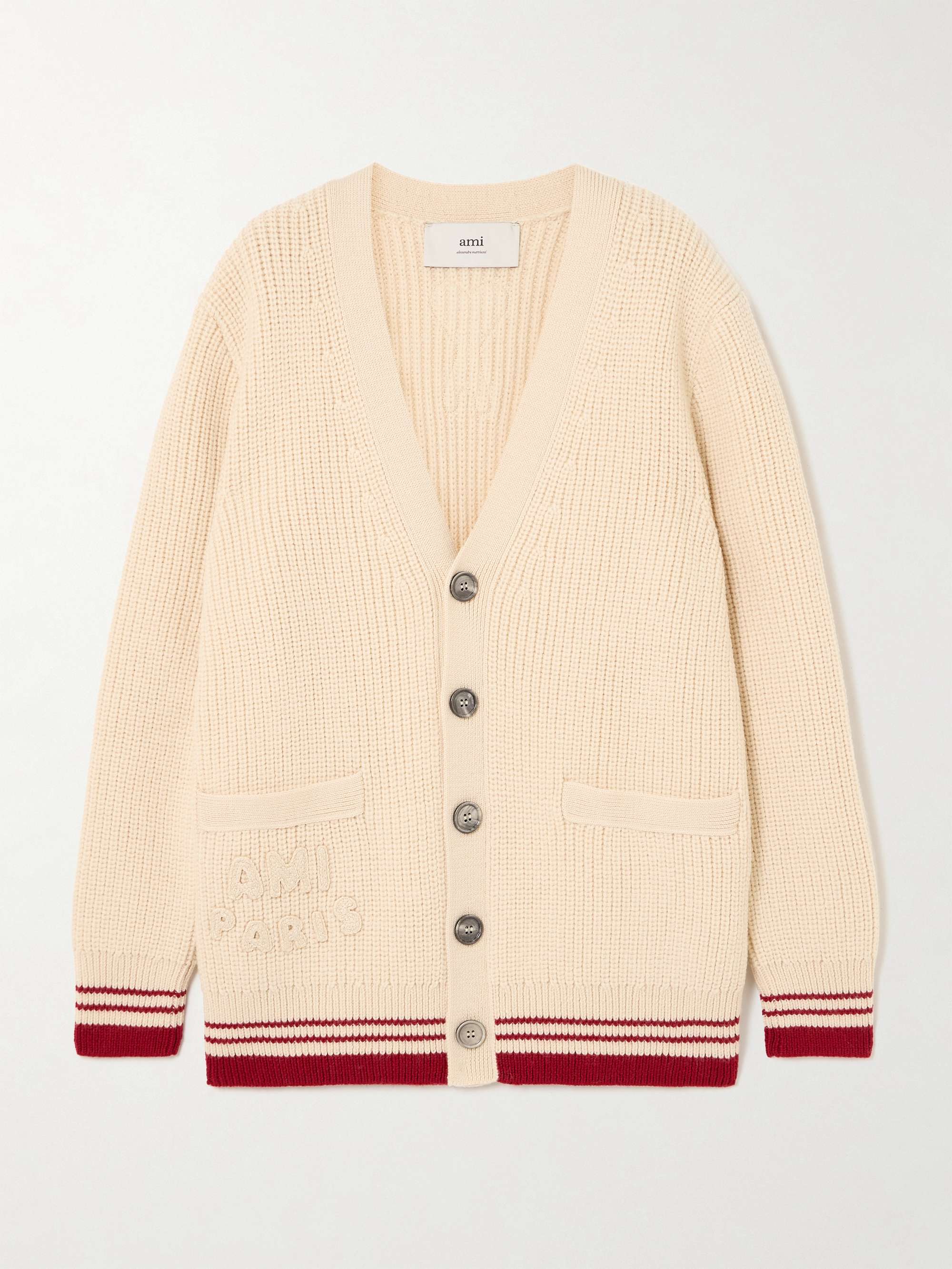 Striped ribbed wool cardigan view