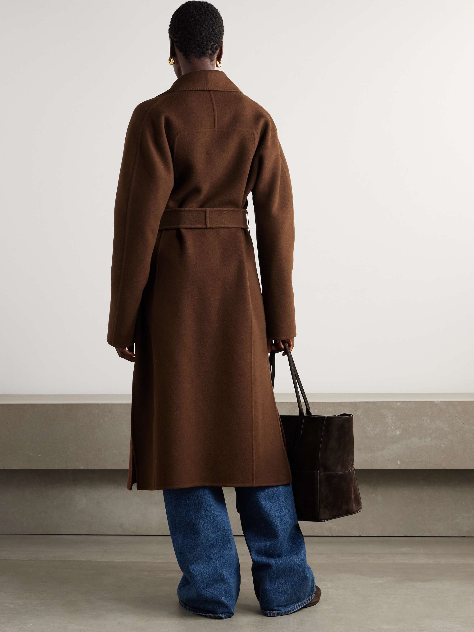 Portman belted wool and cashmere-blend coat view
