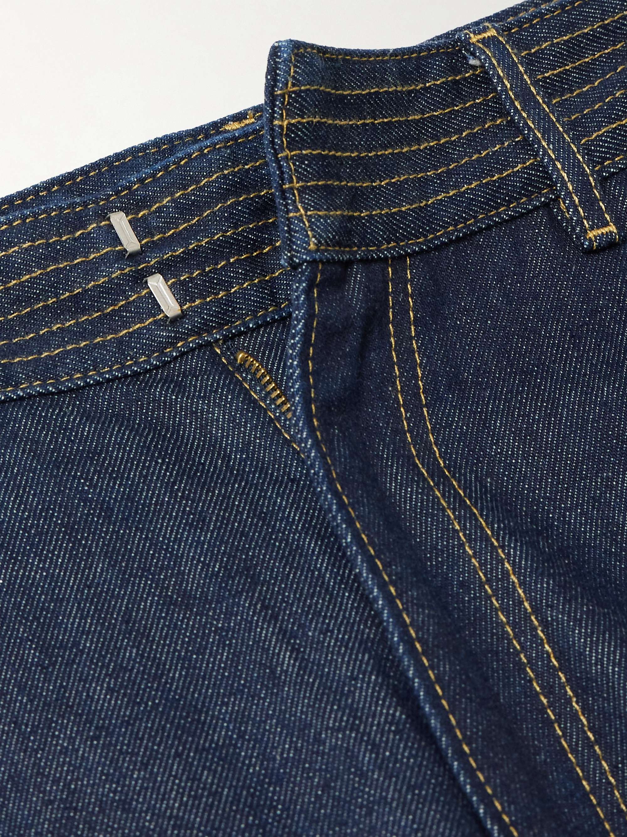 The Trapunto topstitched high-rise wide-leg organic jeans view