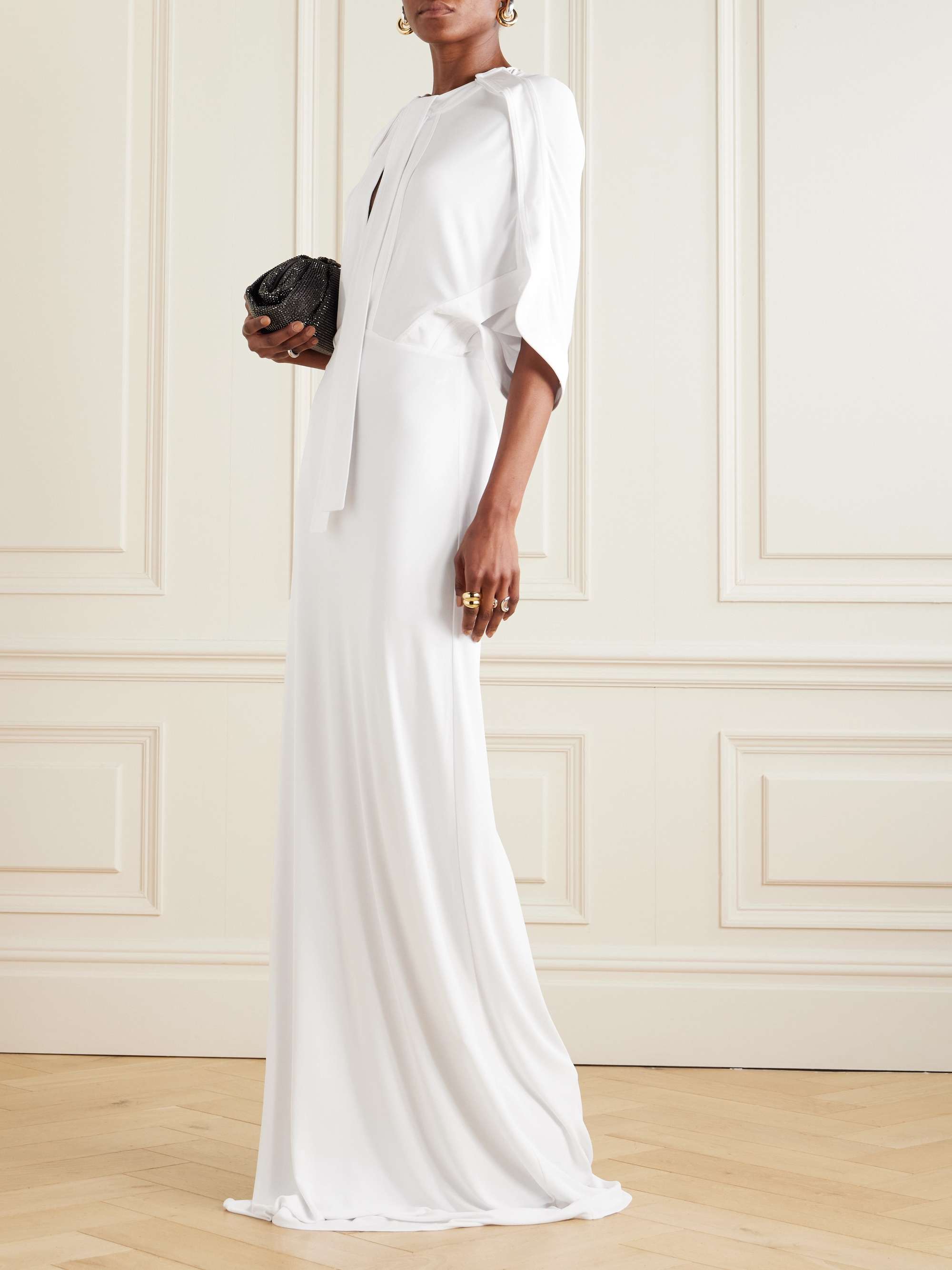 Elian tie-neck draped stretch-jersey maxi dress view