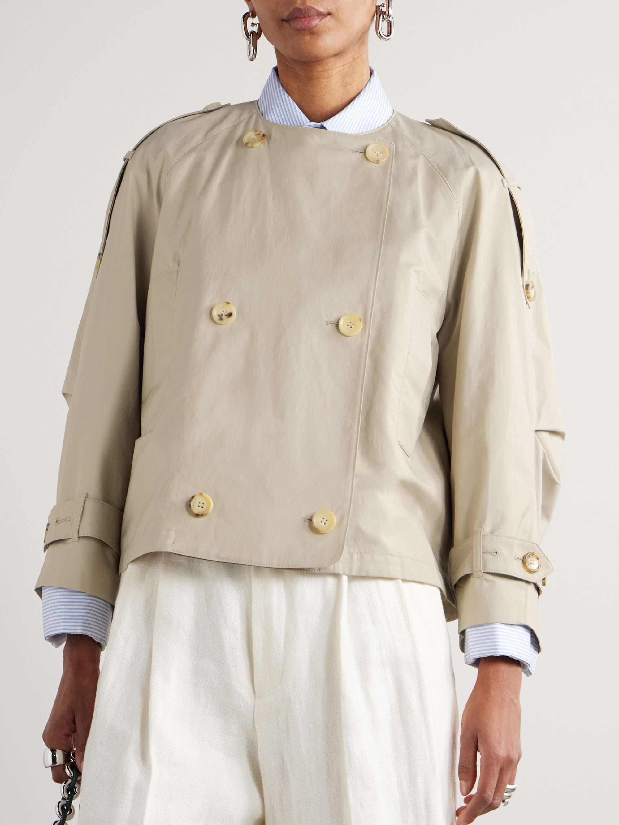 Jim double-breasted cropped cotton-blend gabardine trench coat view