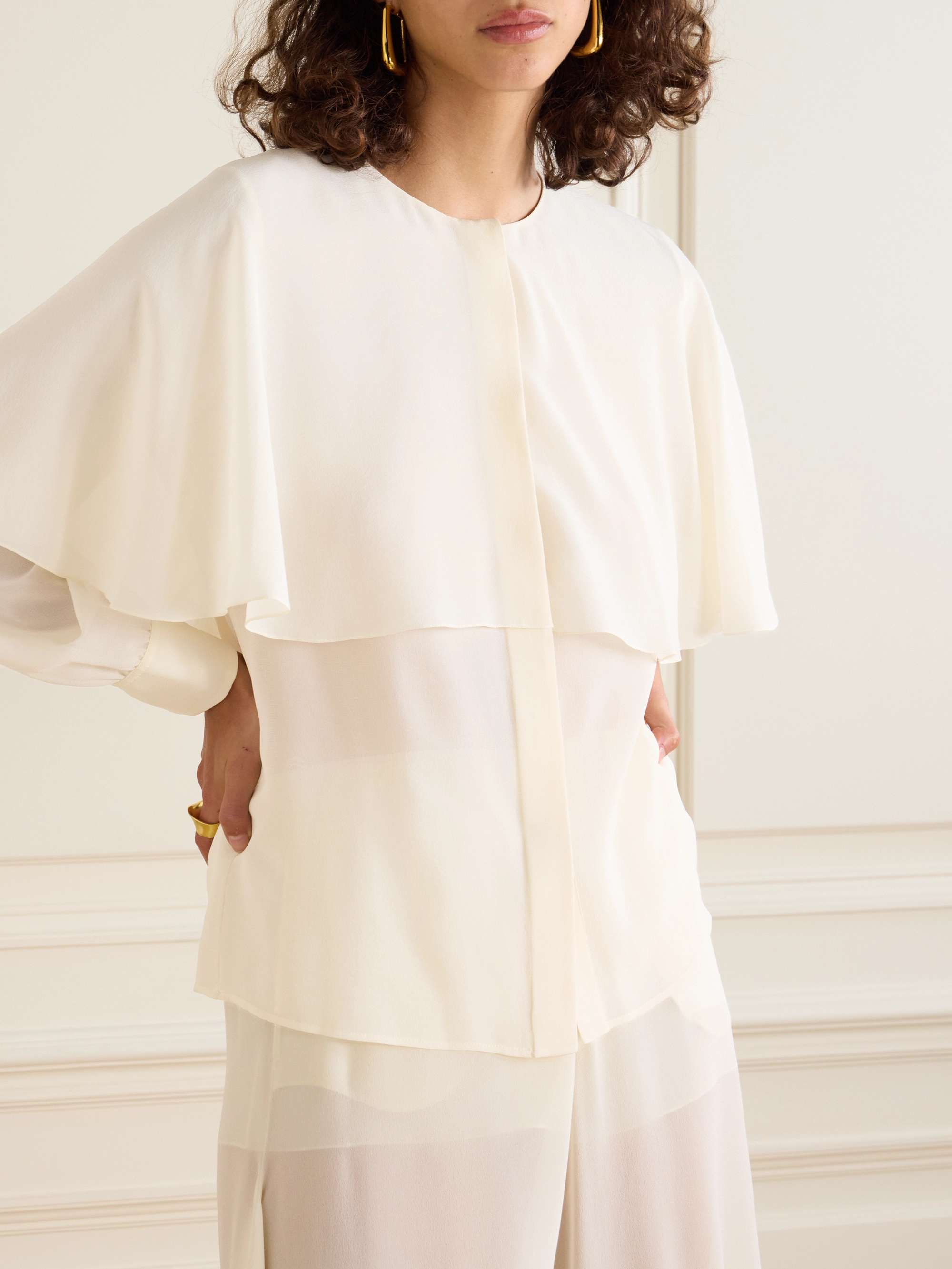 Layered silk-georgette shirt view