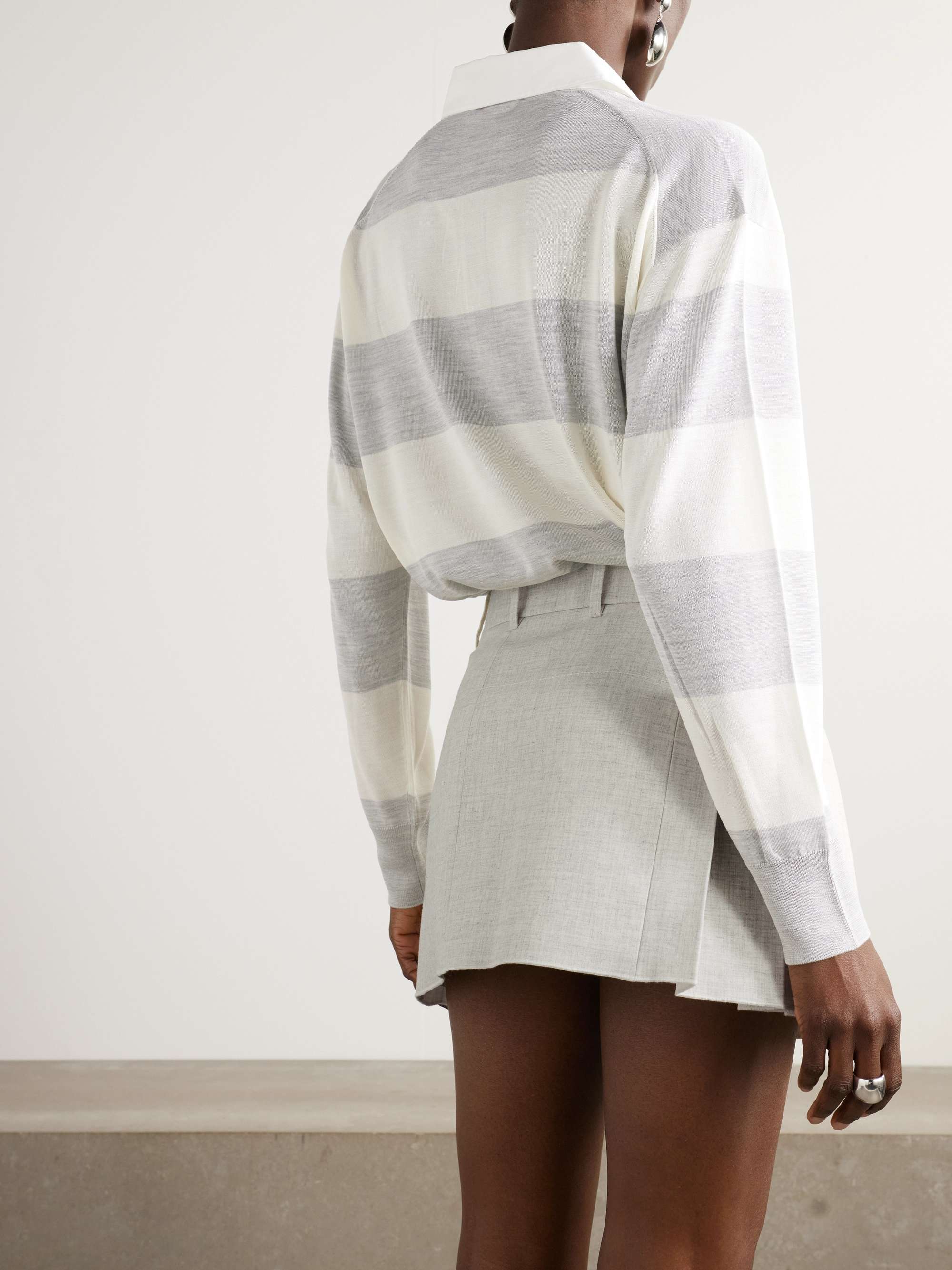 Pleated cotton and linen-blend mini skirt view