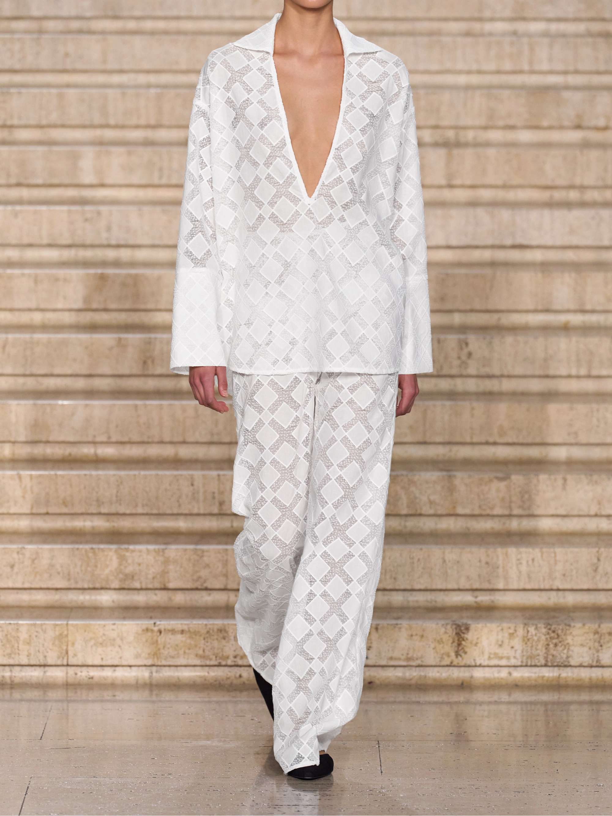 Kaia paneled gauze and voile straight-leg pants view
