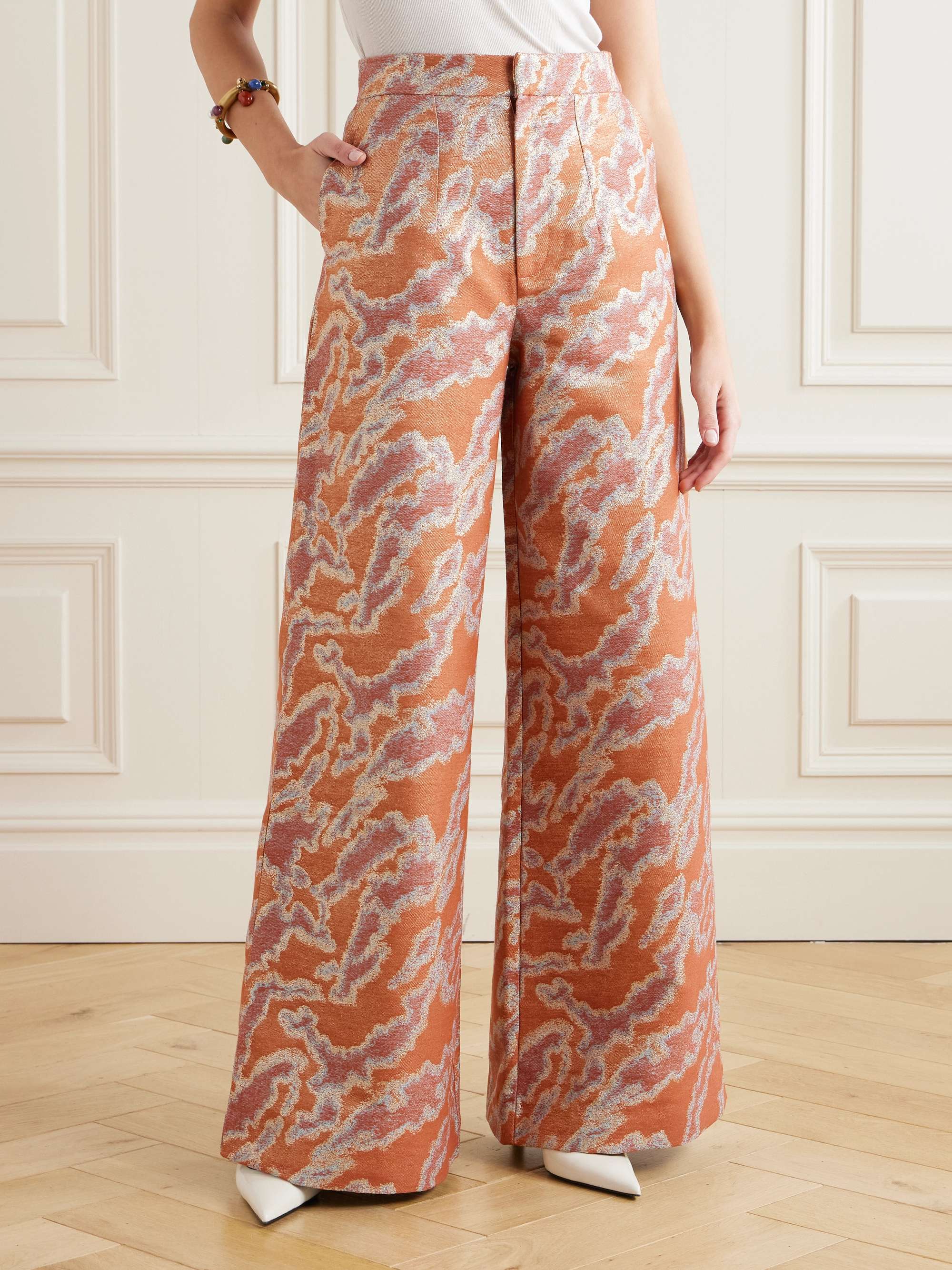 Lenore metallic jacquard wide-leg pants view