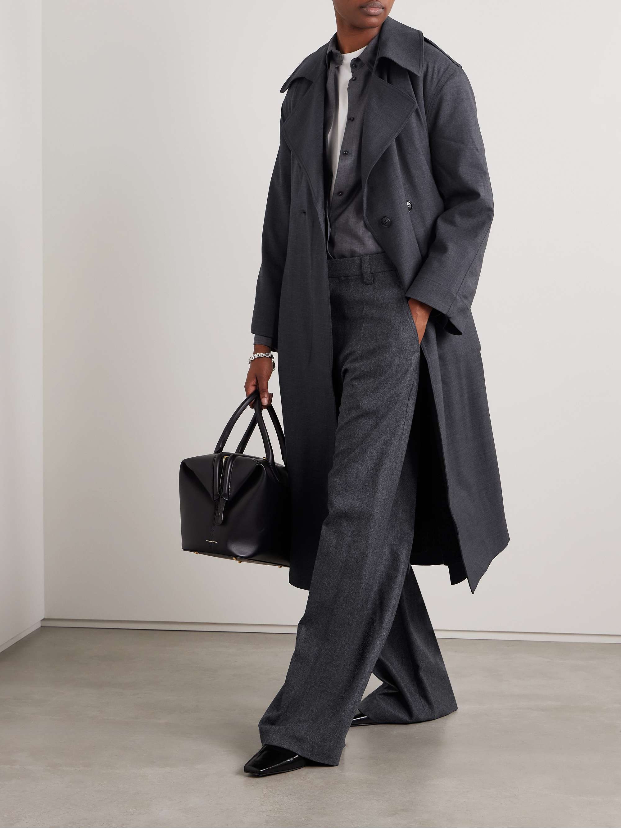 Jane belted double-breasted wool-blend trench coat view
