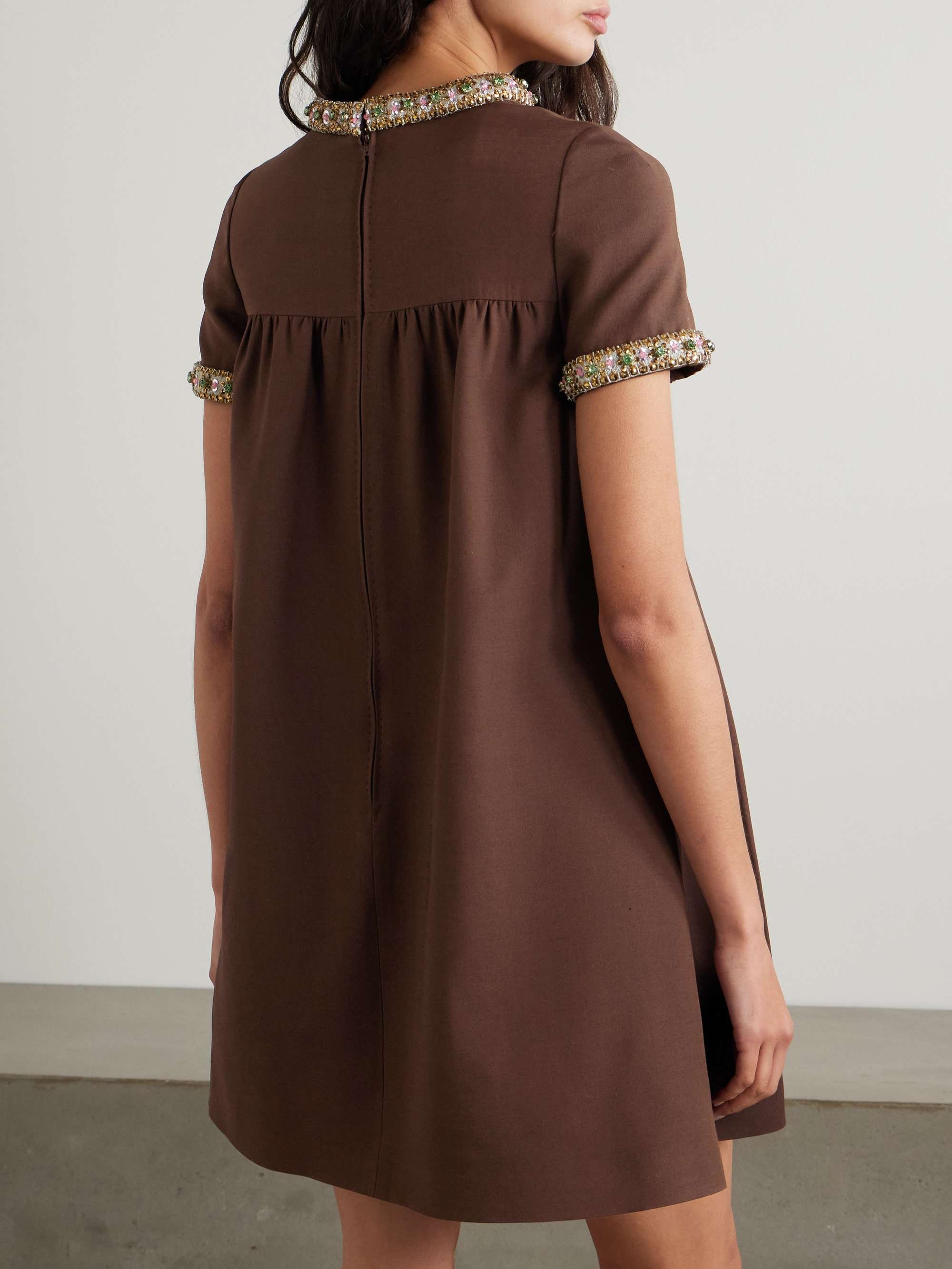 Embellished wool and silk-blend mini dress view