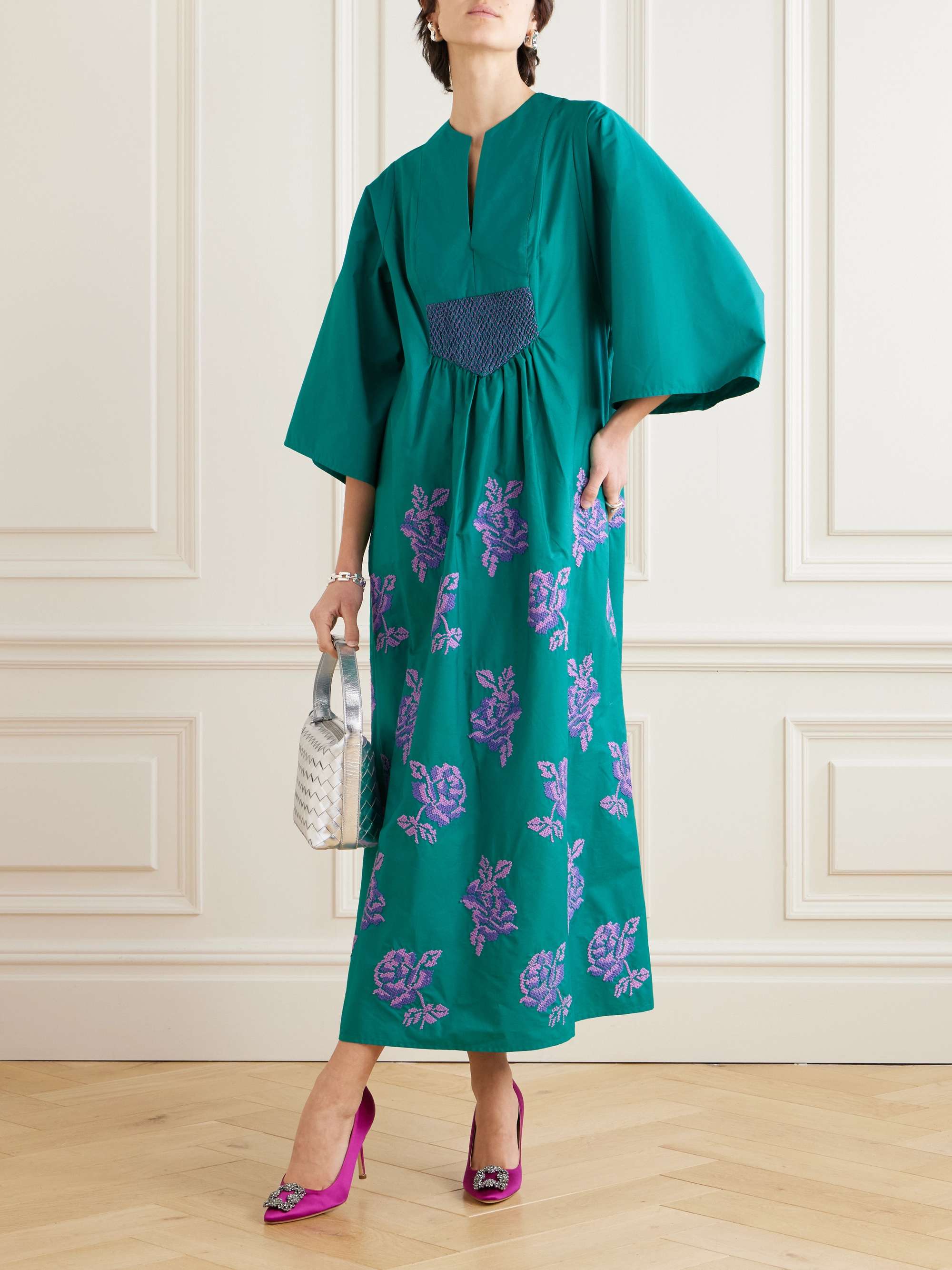 Sassetta embroidered cotton-poplin maxi dress view