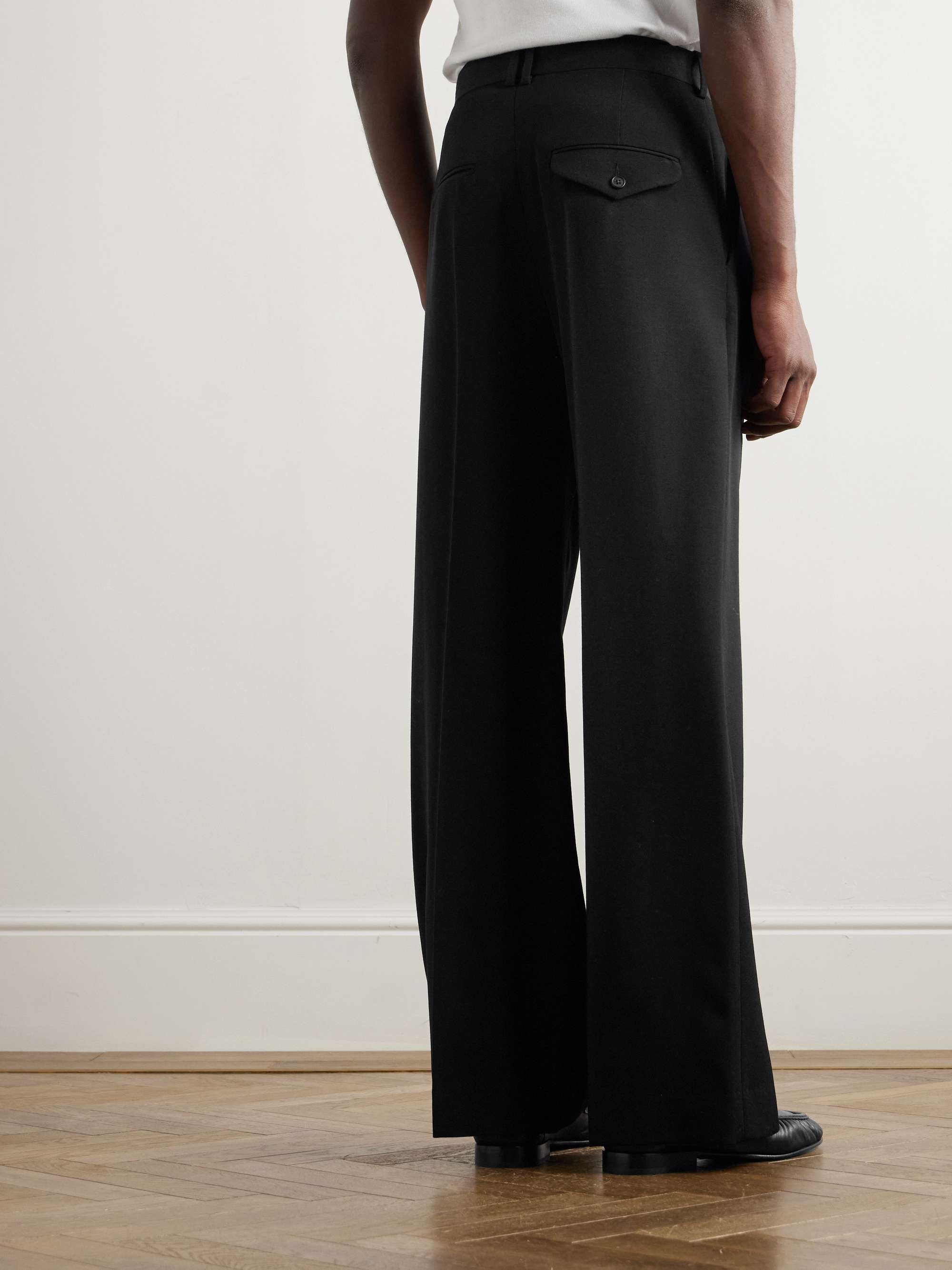 Holl Wide-Leg Pleated Grain de Poudre Wool Trousers view