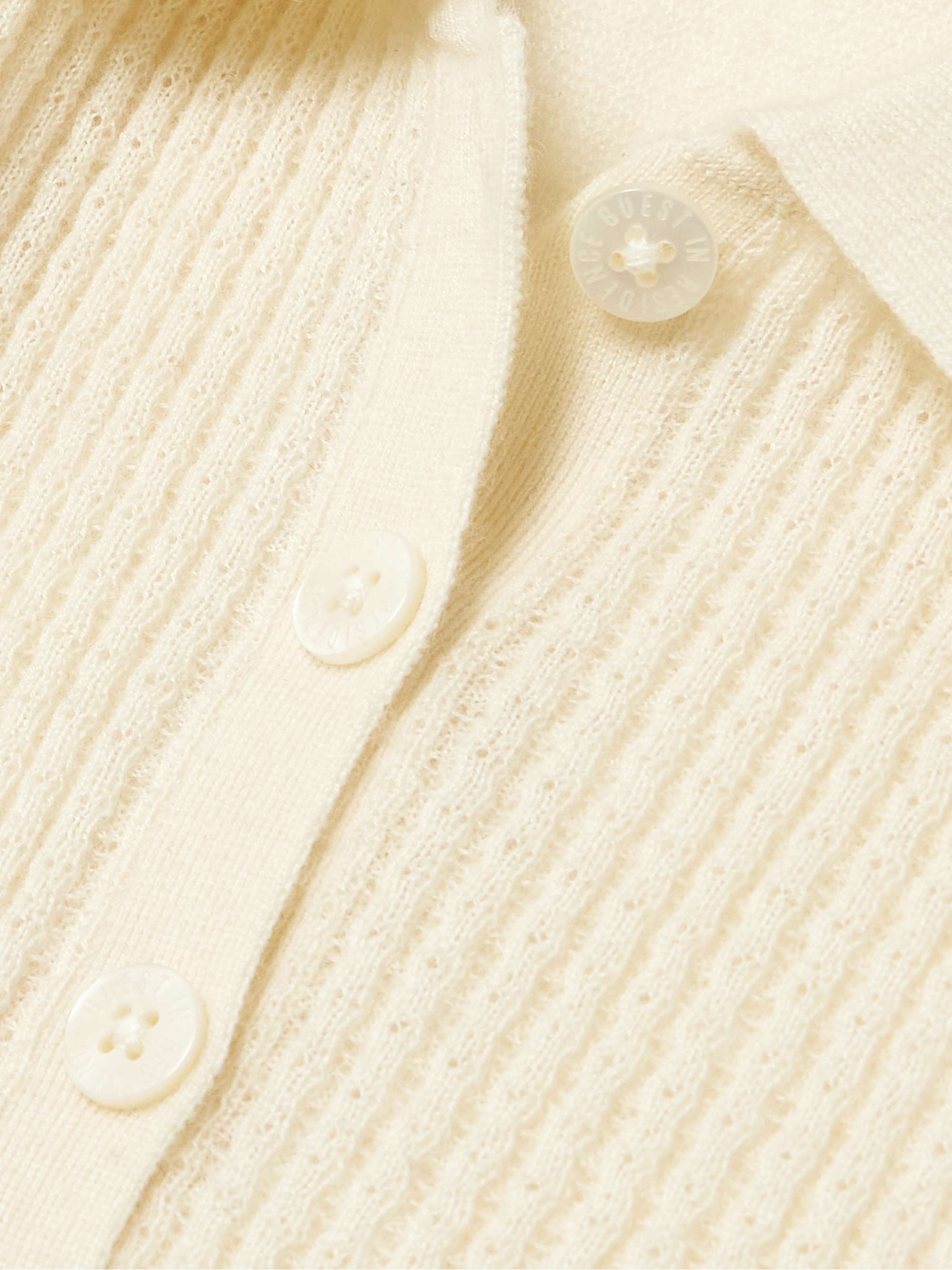 Cropped ribbed-knit cashmere polo top view