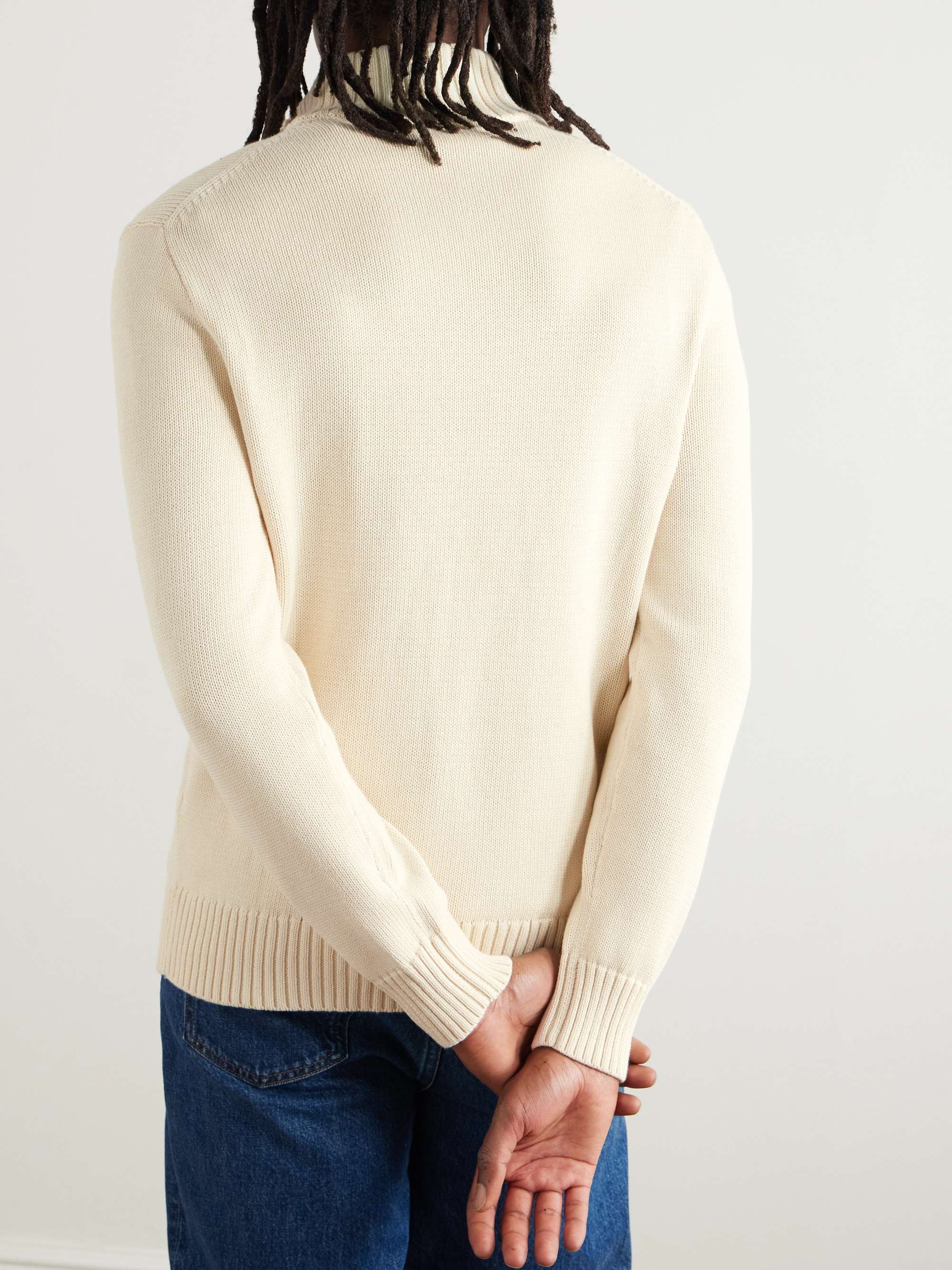 Logo-Embroidered Cotton Half-Zip Sweater view