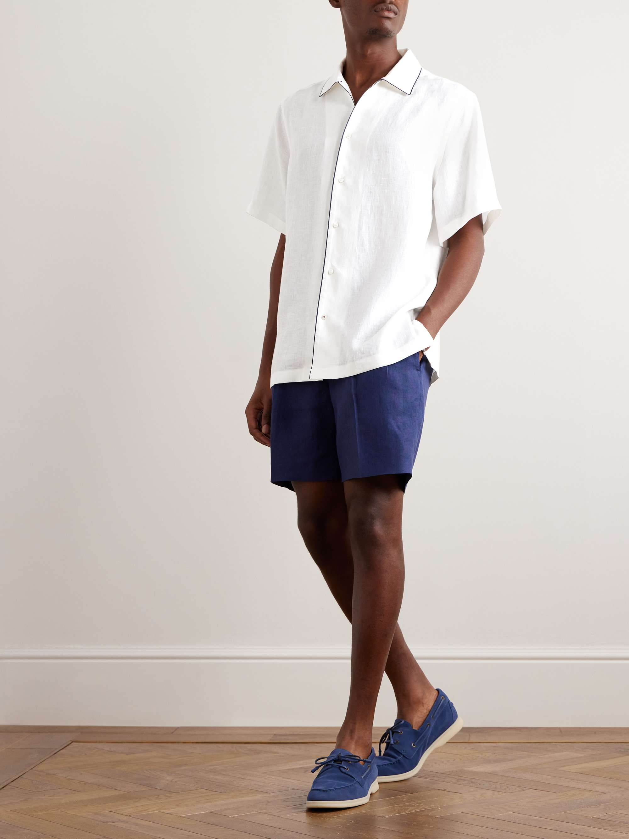 Contrast-Tipped Linen Shirt view