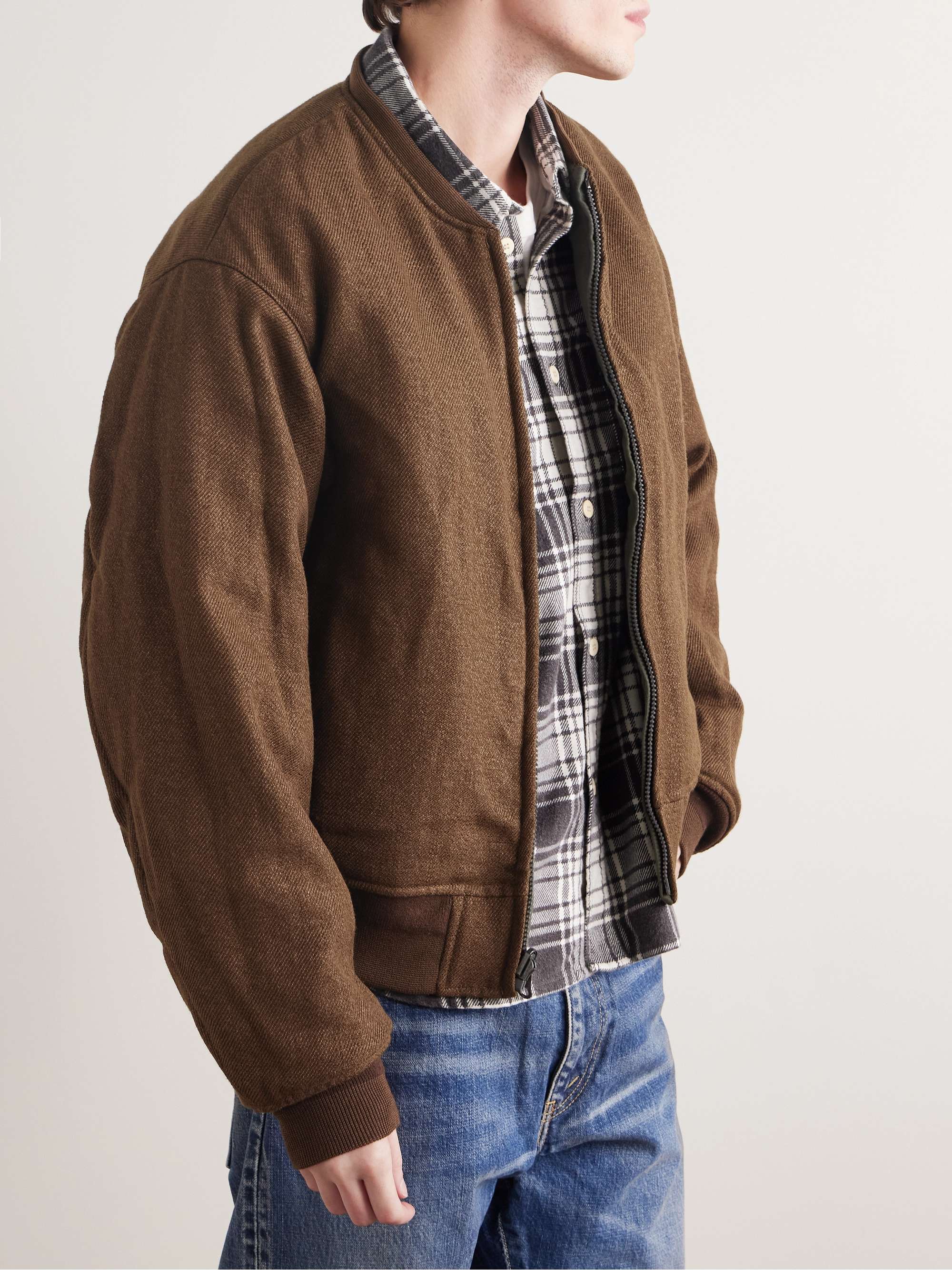 Reversible Printed Cotton-Blend and Twill Bomber Jacket view