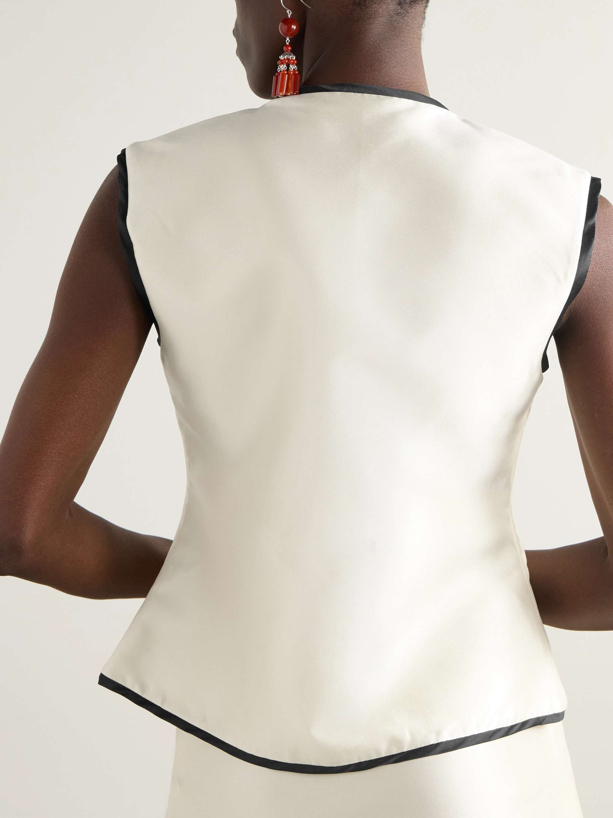 Mary wrap-effect tie-detailed faille top view
