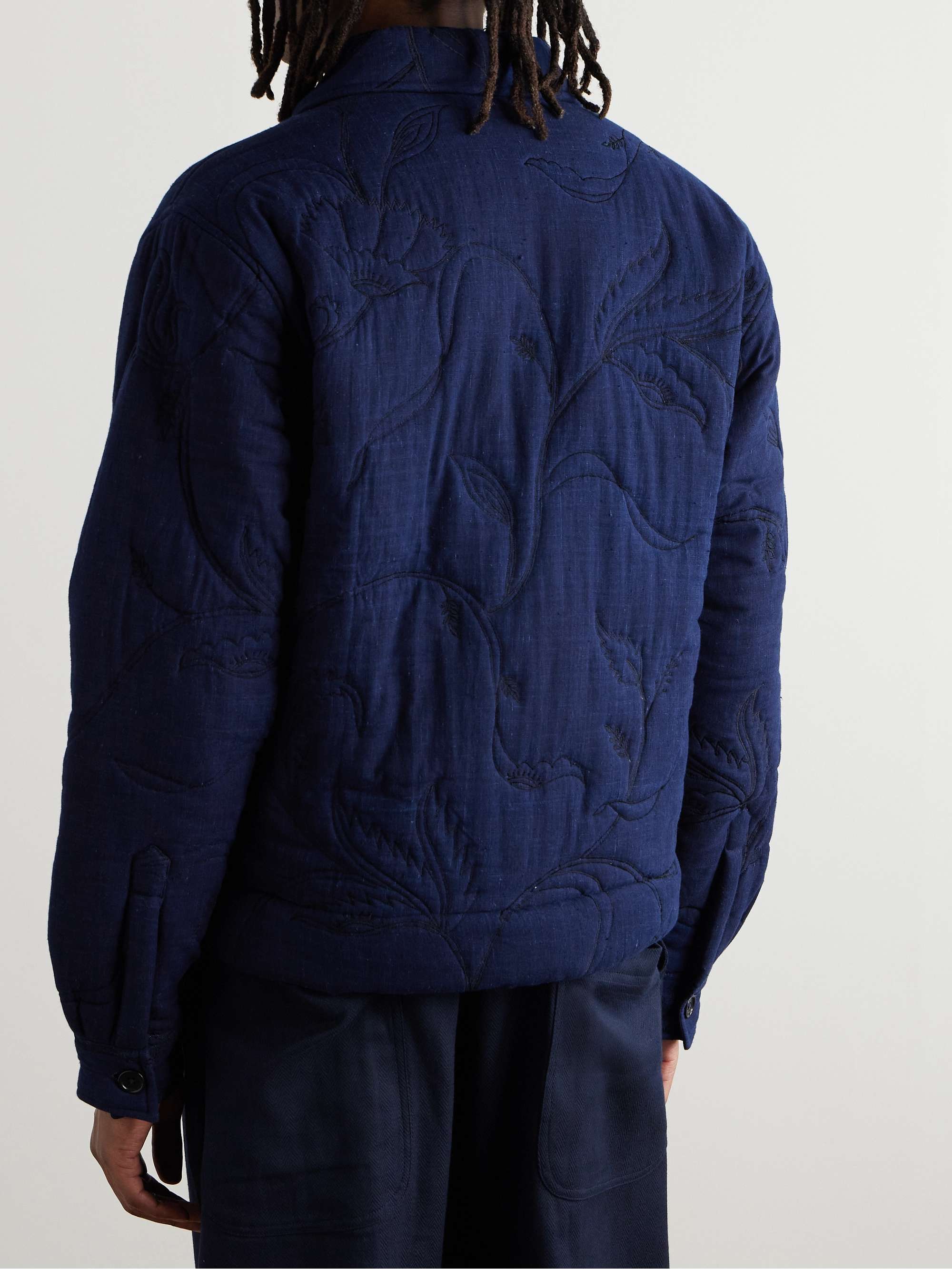 Bodhi Embroidered Indigo-Dyed Cotton Jacket view