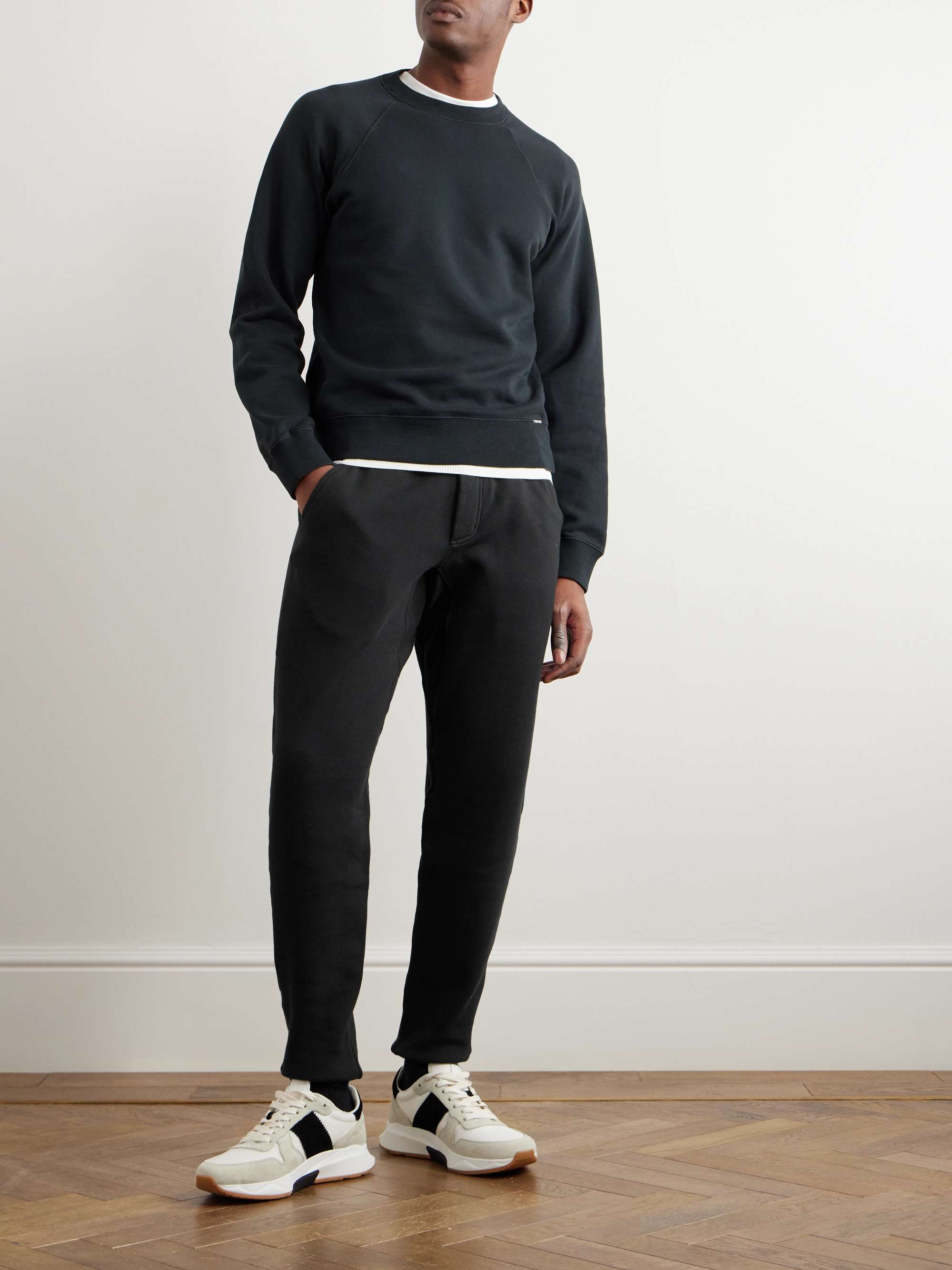 Tapered Garment-Dyed Cotton-Jersey Sweatpants view