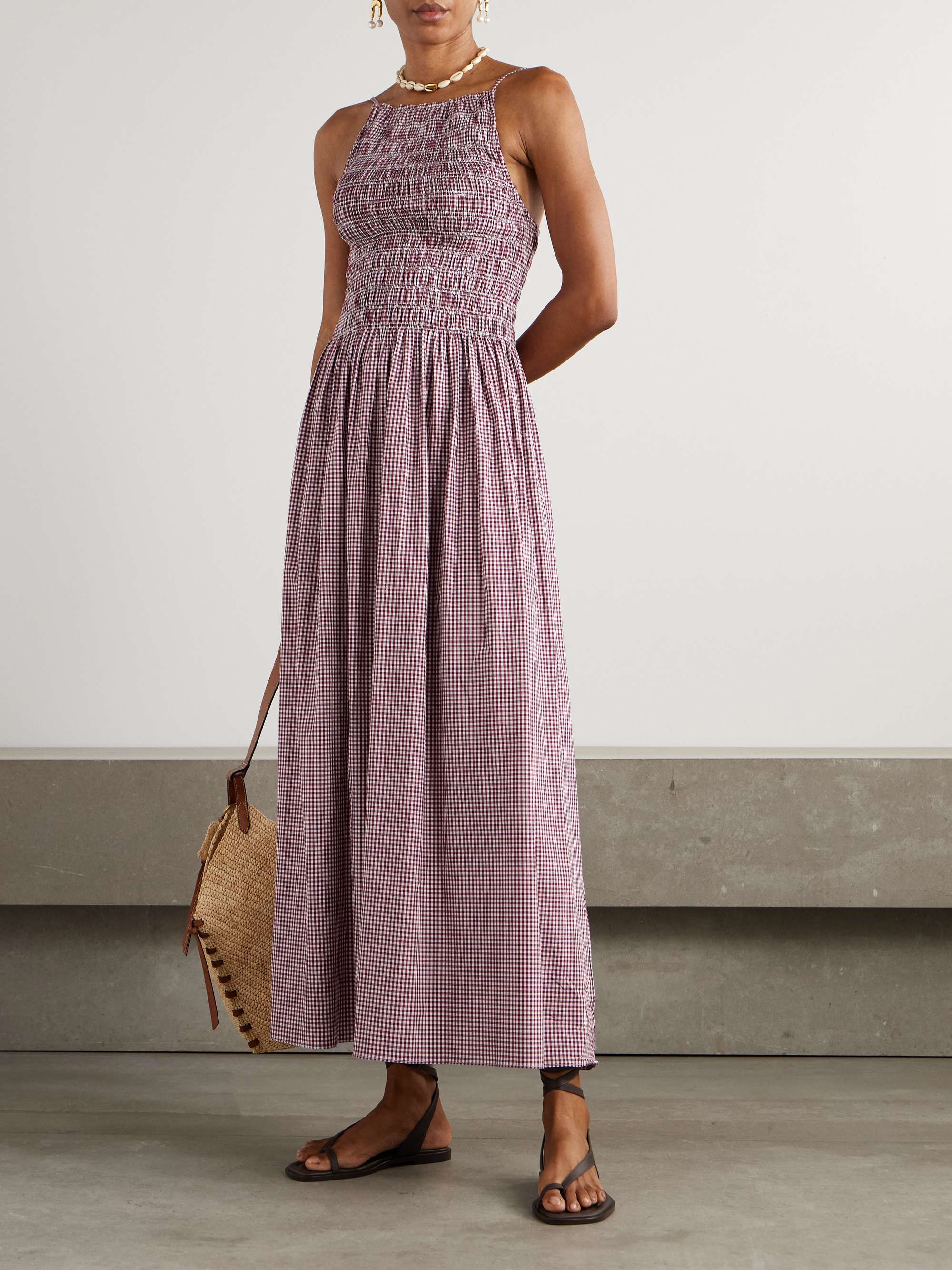 Laia shirred gingham cotton maxi dress view