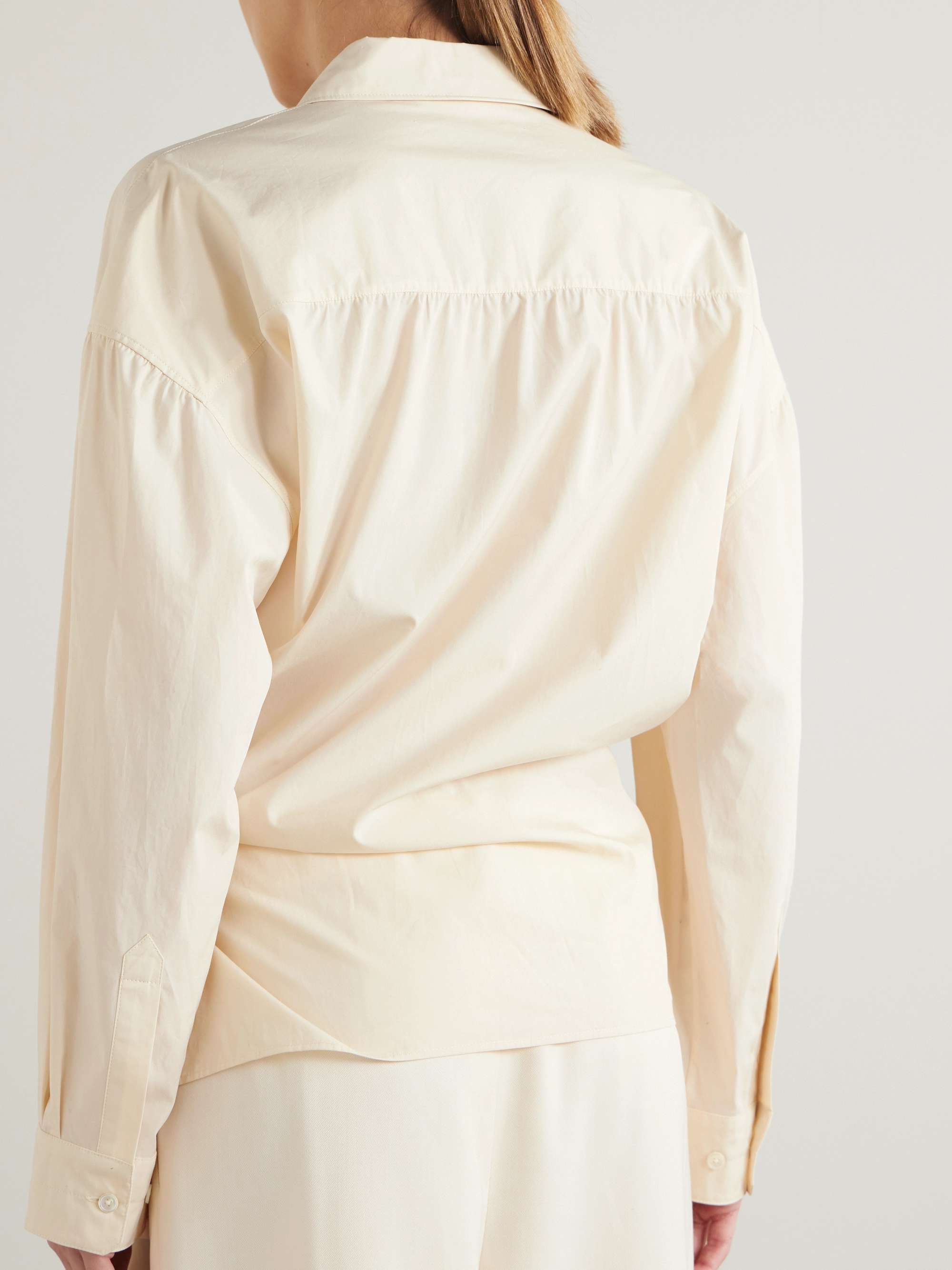 Wrap-effect cotton-poplin shirt view
