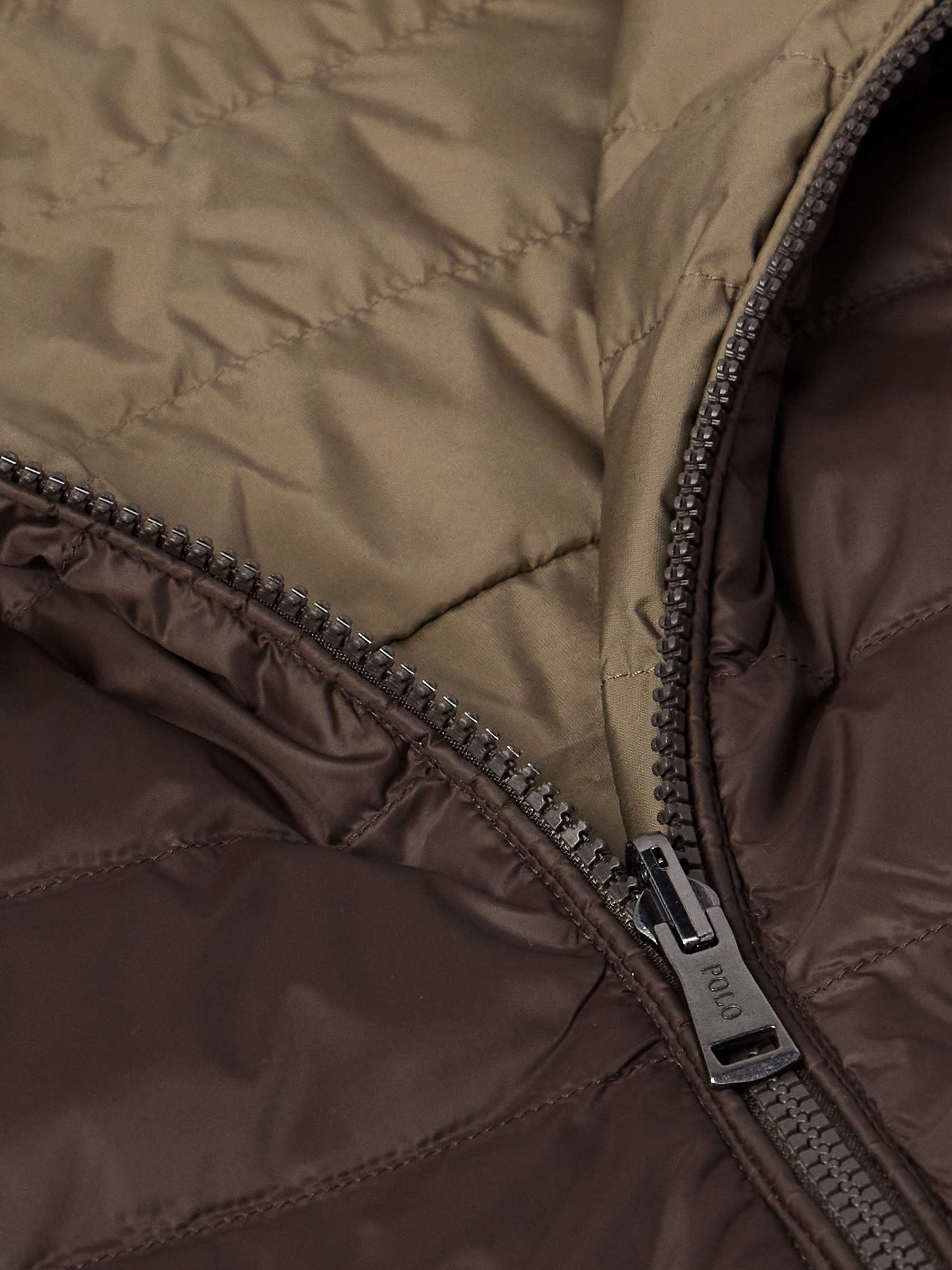 Logo-Embroidered Quilted Nylon Hooded Jacket view