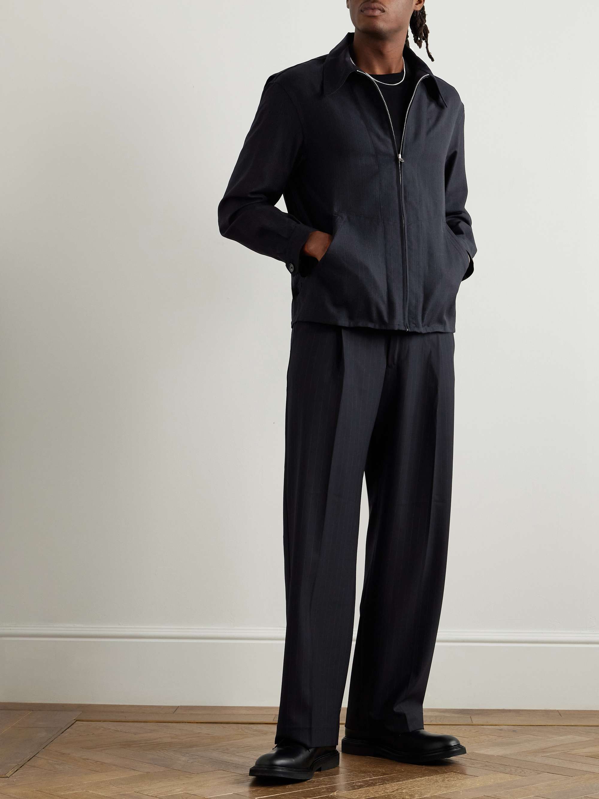Fly Pinstriped Wool and Silk-Blend Twill Jacket view