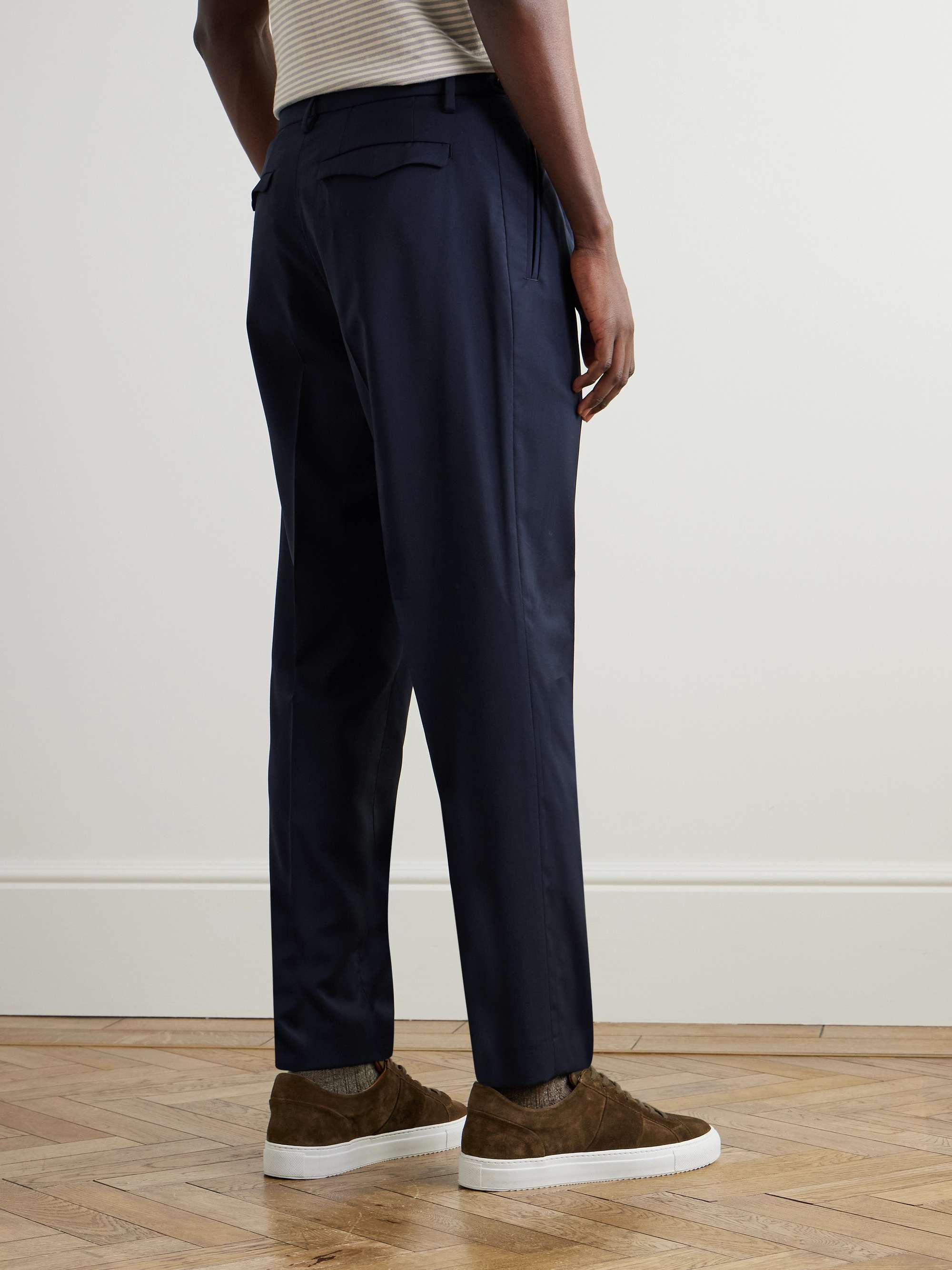 Tapered Pleated Virgin Wool Suit Trousers view
