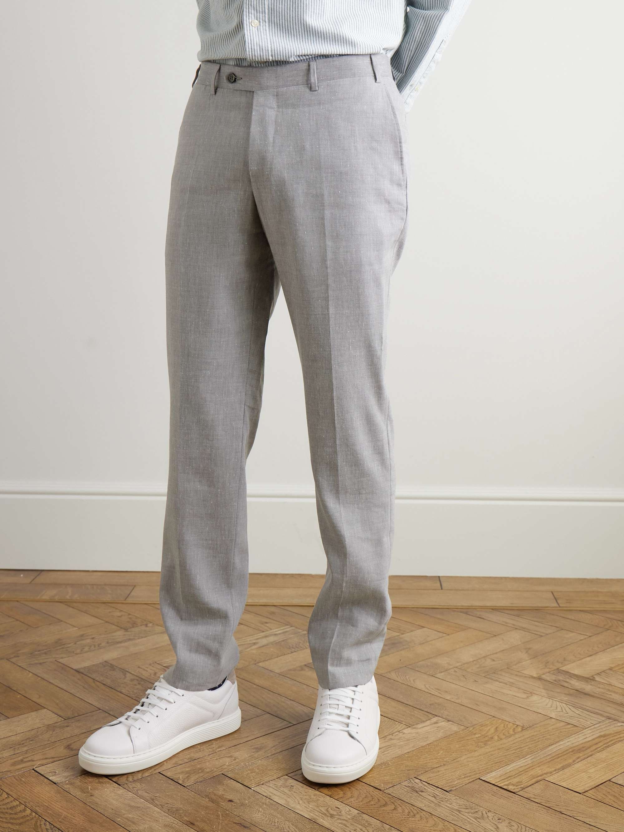 Tapered Linen and Wool-Blend Suit Trousers view