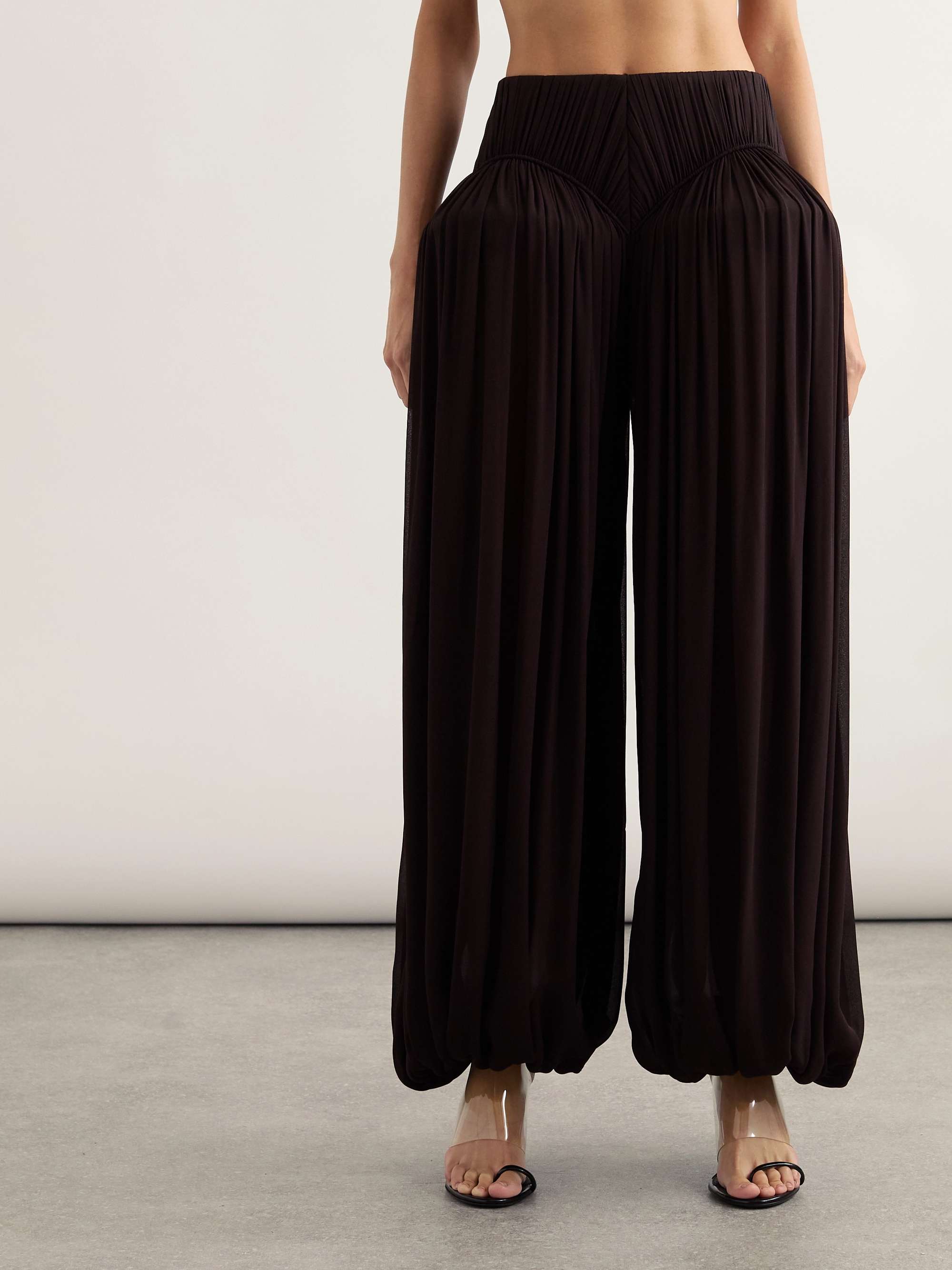 Pleated crepe tapered pants view