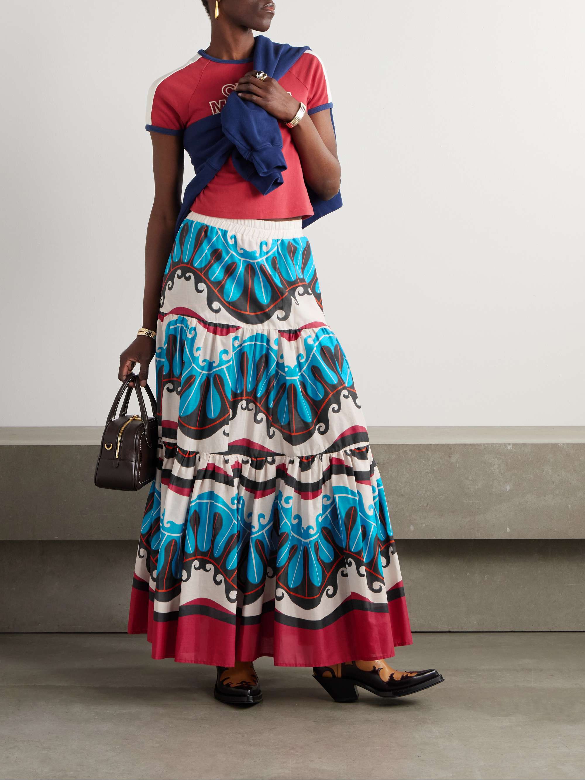 + MOTHER printed cotton maxi skirt view