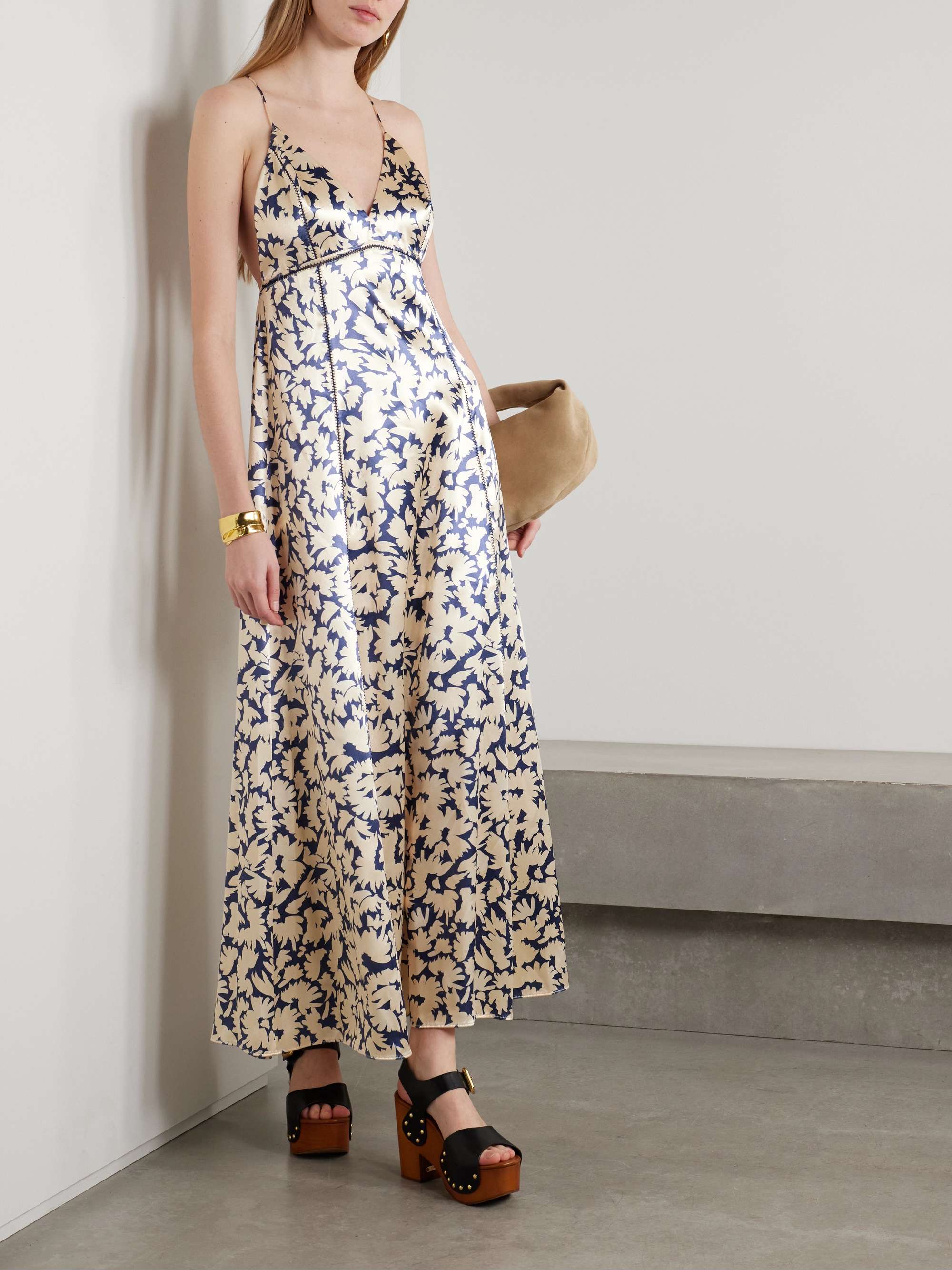 Evie floral-print satin maxi dress view