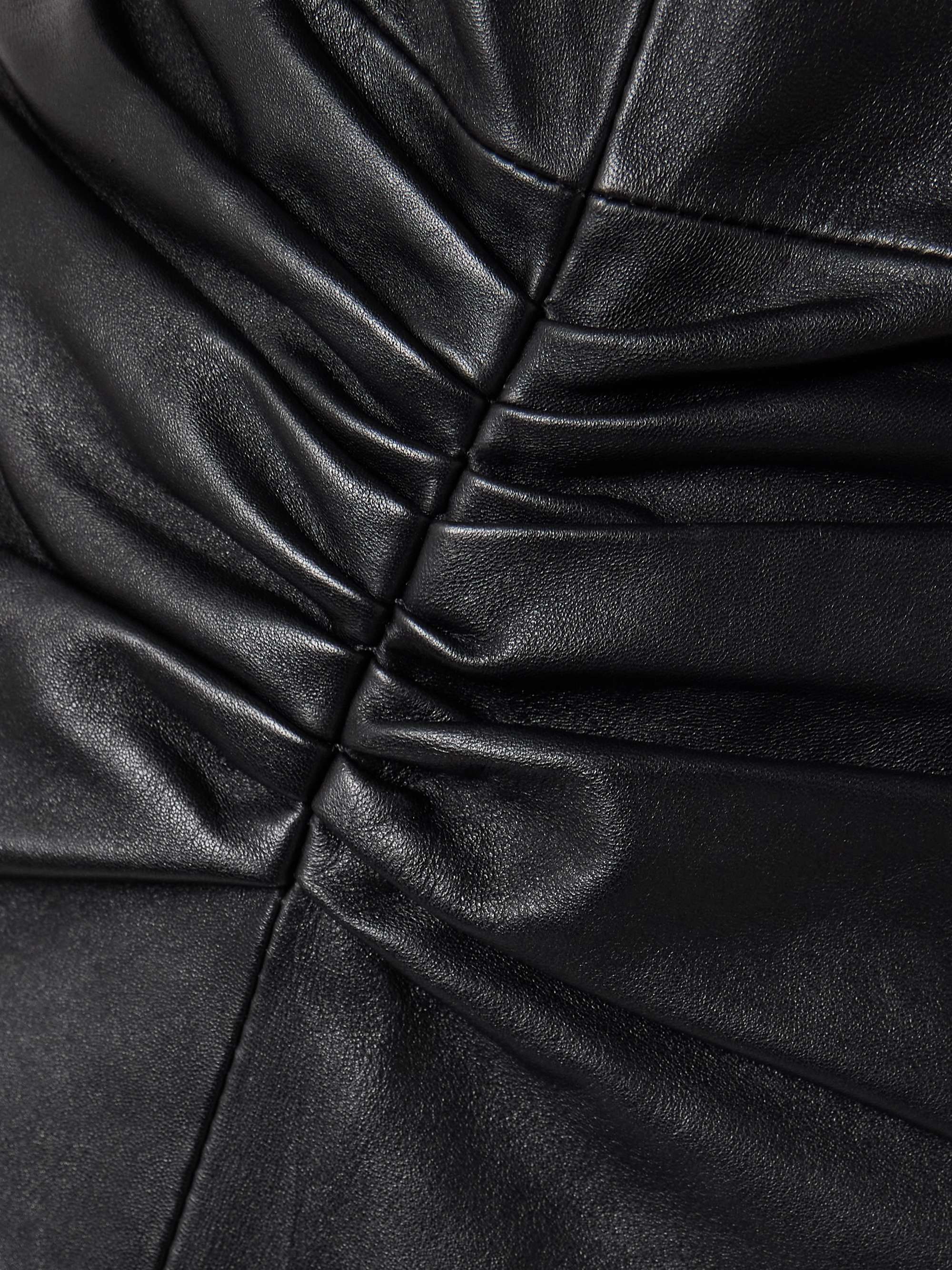 Gathered leather midi dress view