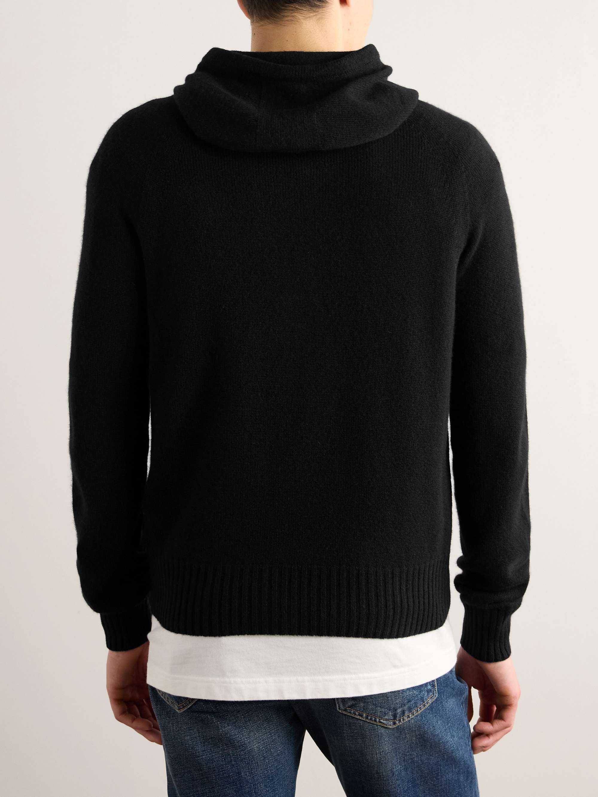 Logo-Embroidered Brushed-Cashmere Hoodie view