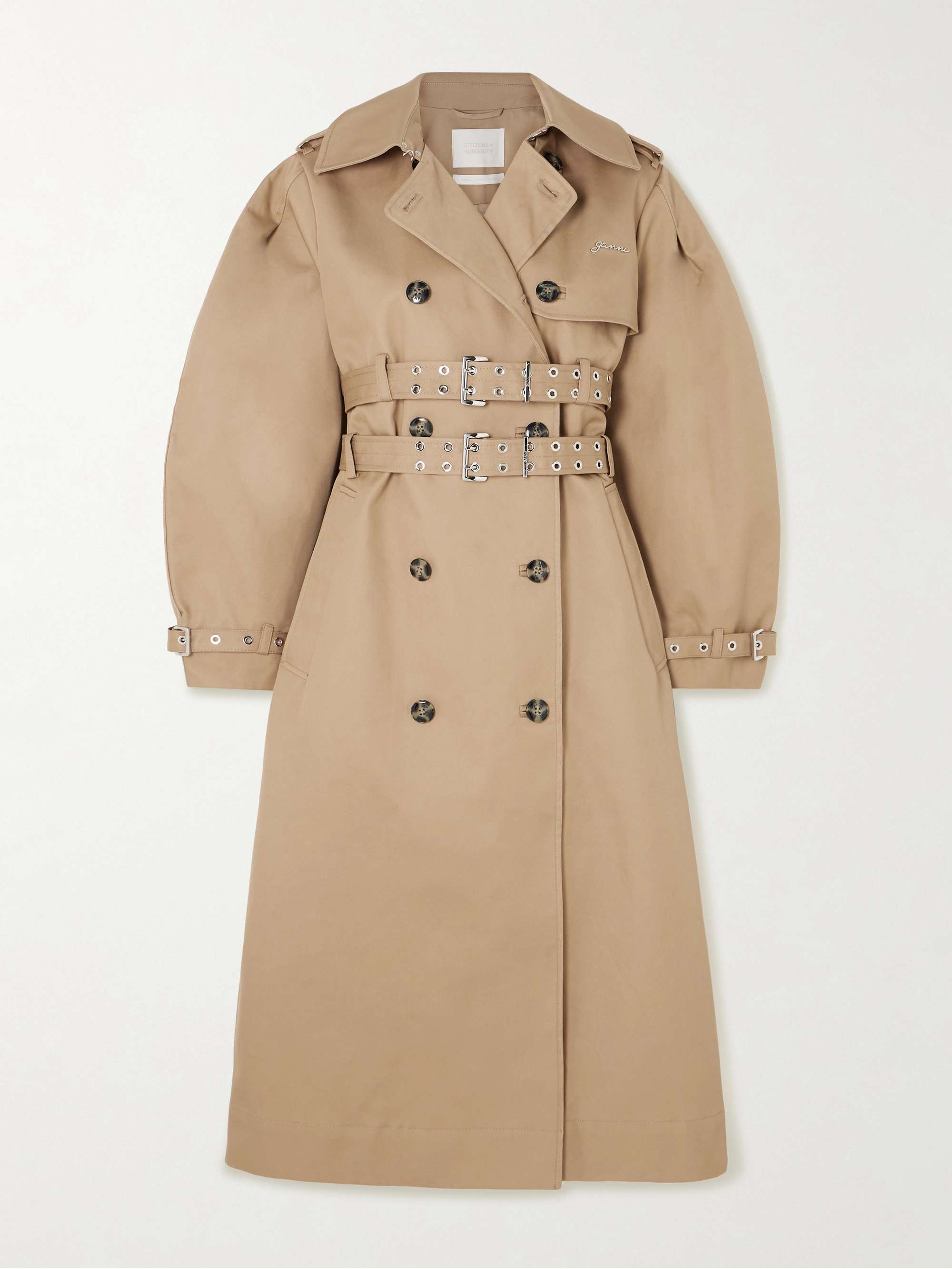 Belted bonded cotton-twill trench coat view