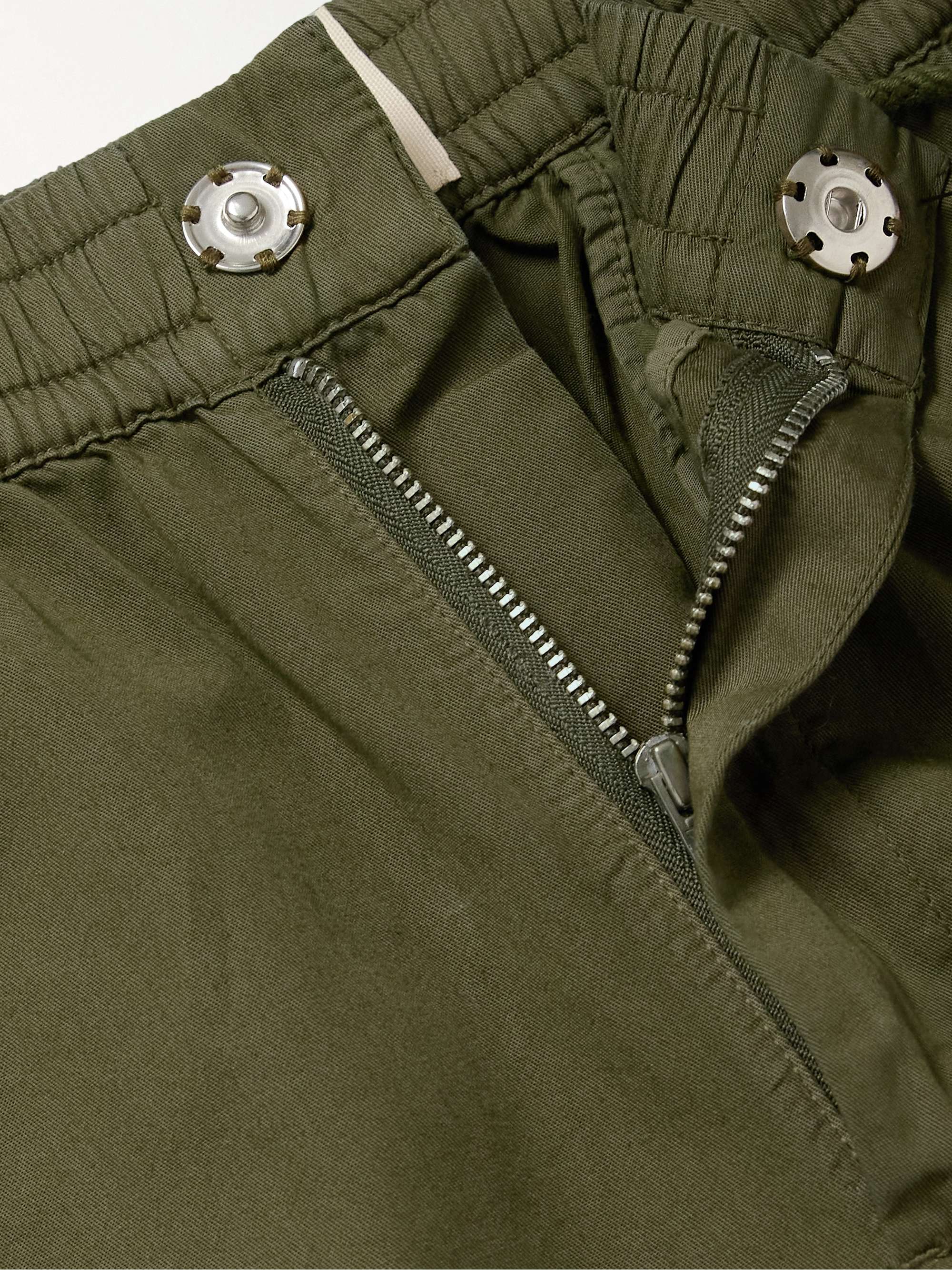 Straight-Leg Garment-Dyed Cotton-Twill Drawstring Trousers view