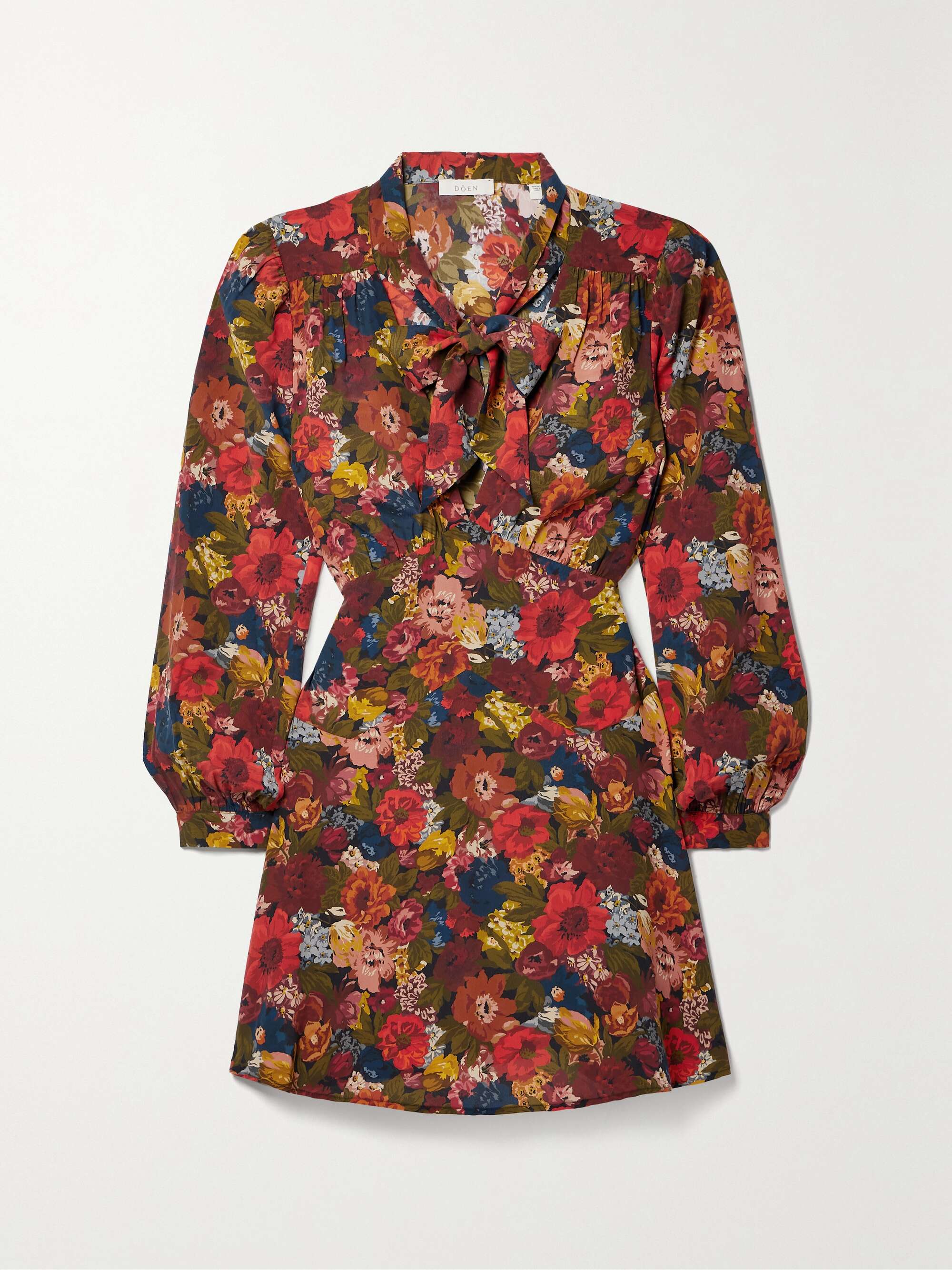 Kira belted pussybow floral-print silk-georgette mini dress view