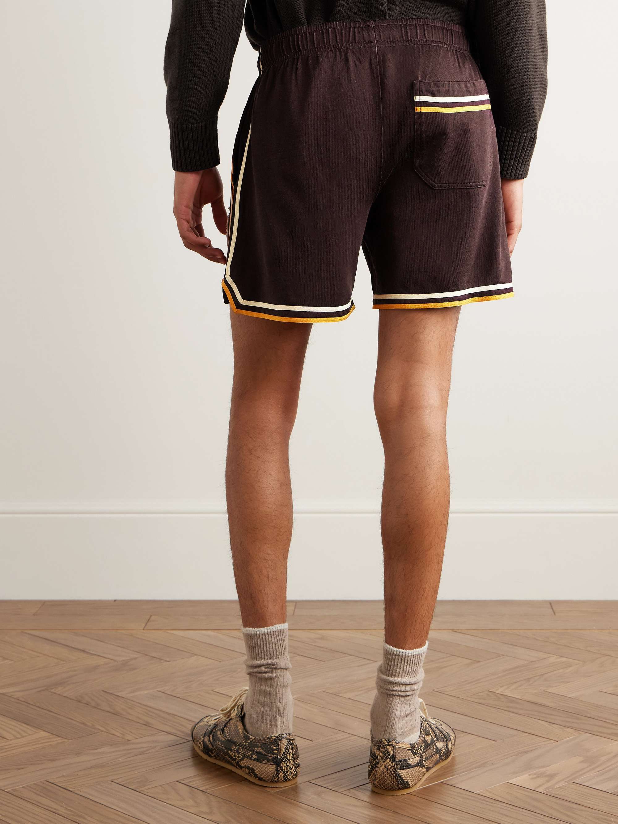 Bobcat Appliquéd Striped Jersey Shorts view