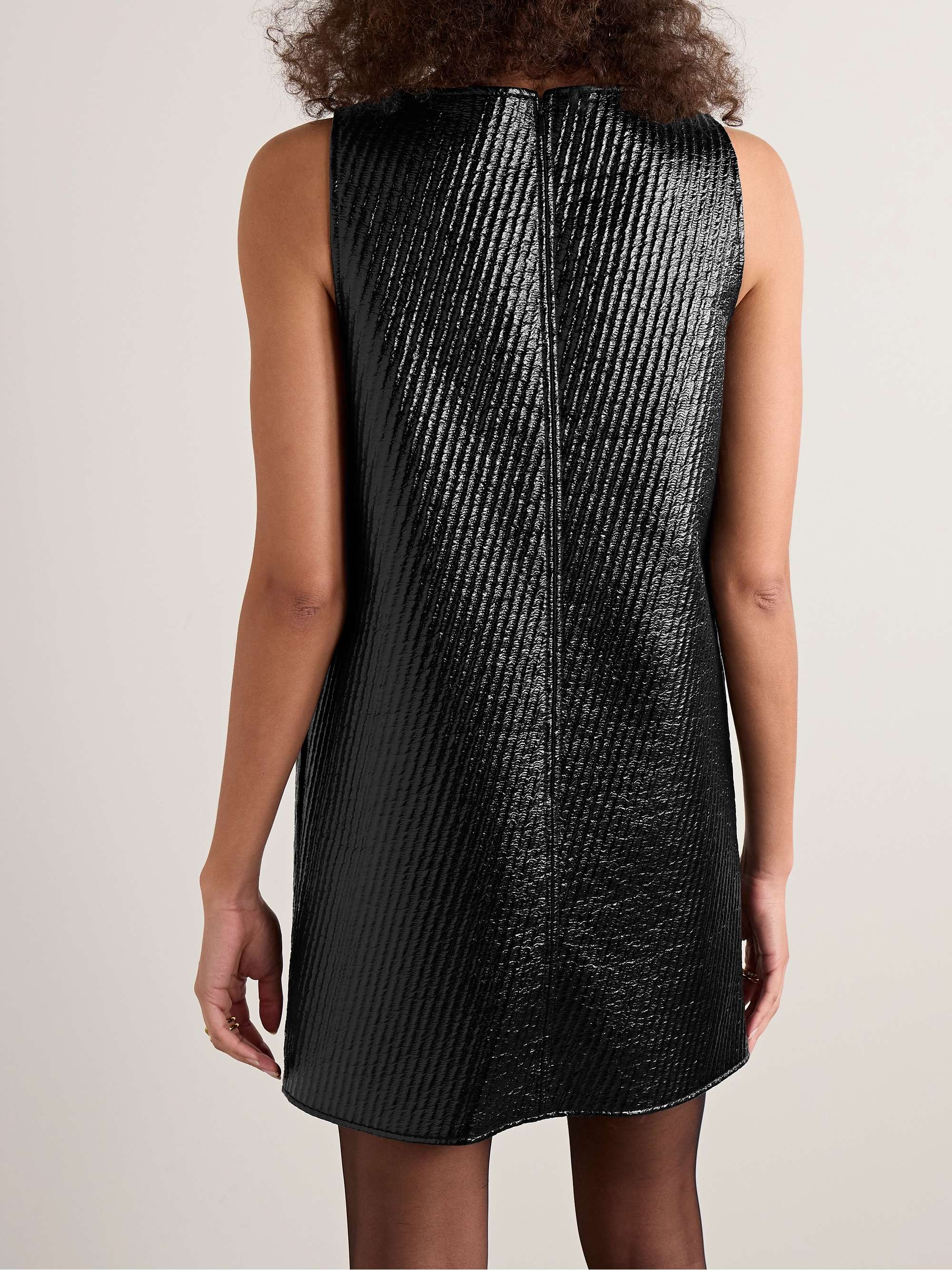 Double-breasted quilted coated wool-blend mini dress view