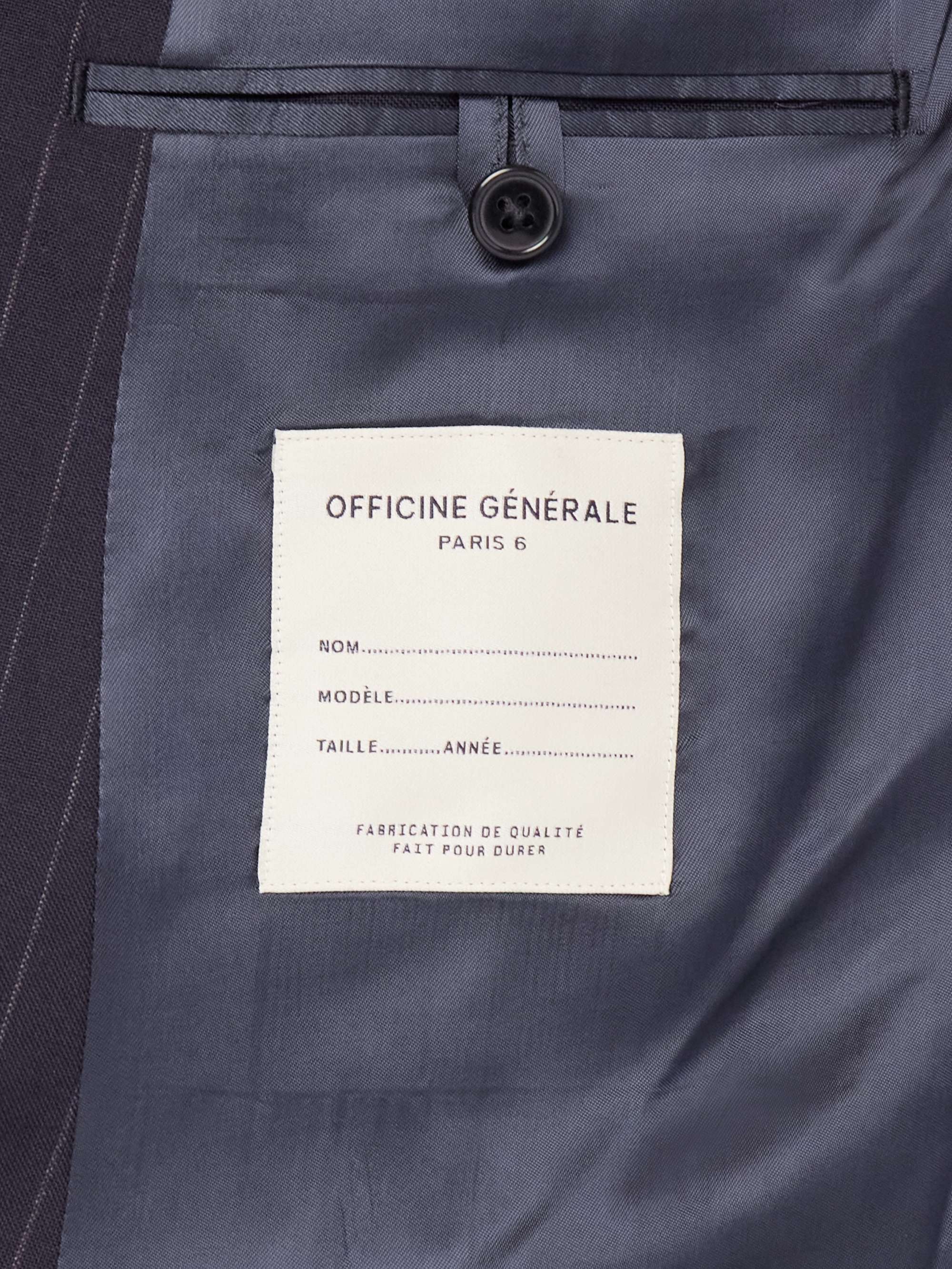 Leon Double-Breasted Pinstriped Wool Suit Jacket view