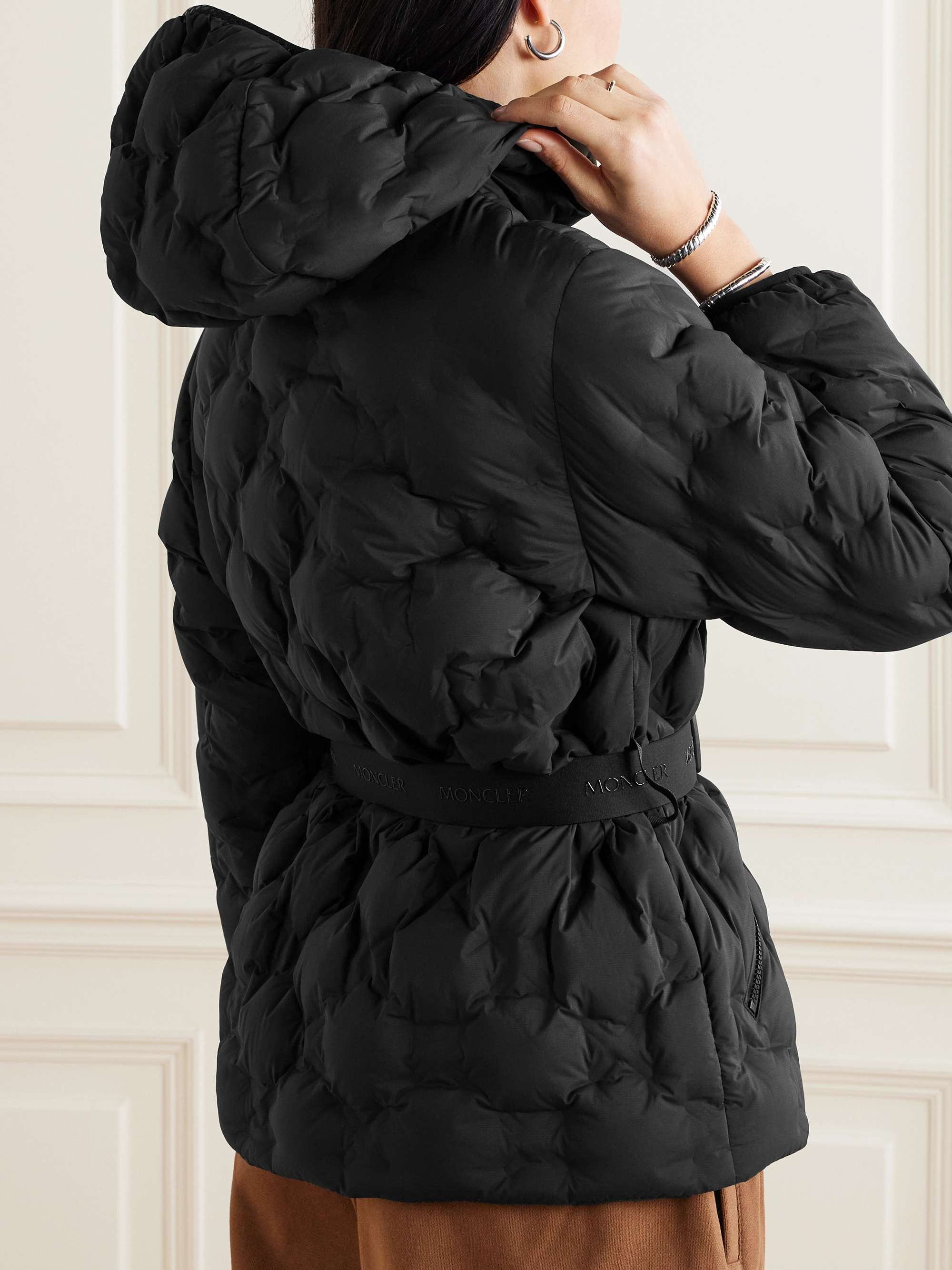 Adonis belted hooded quilted ripstop down jacket view