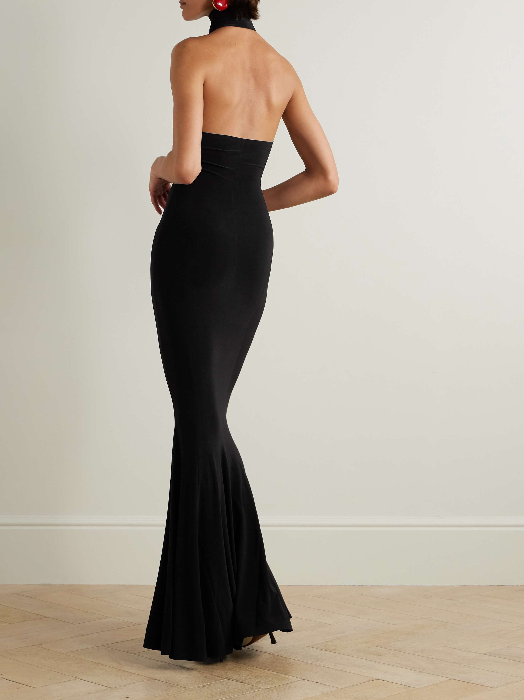 Stretch-jersey halterneck gown view