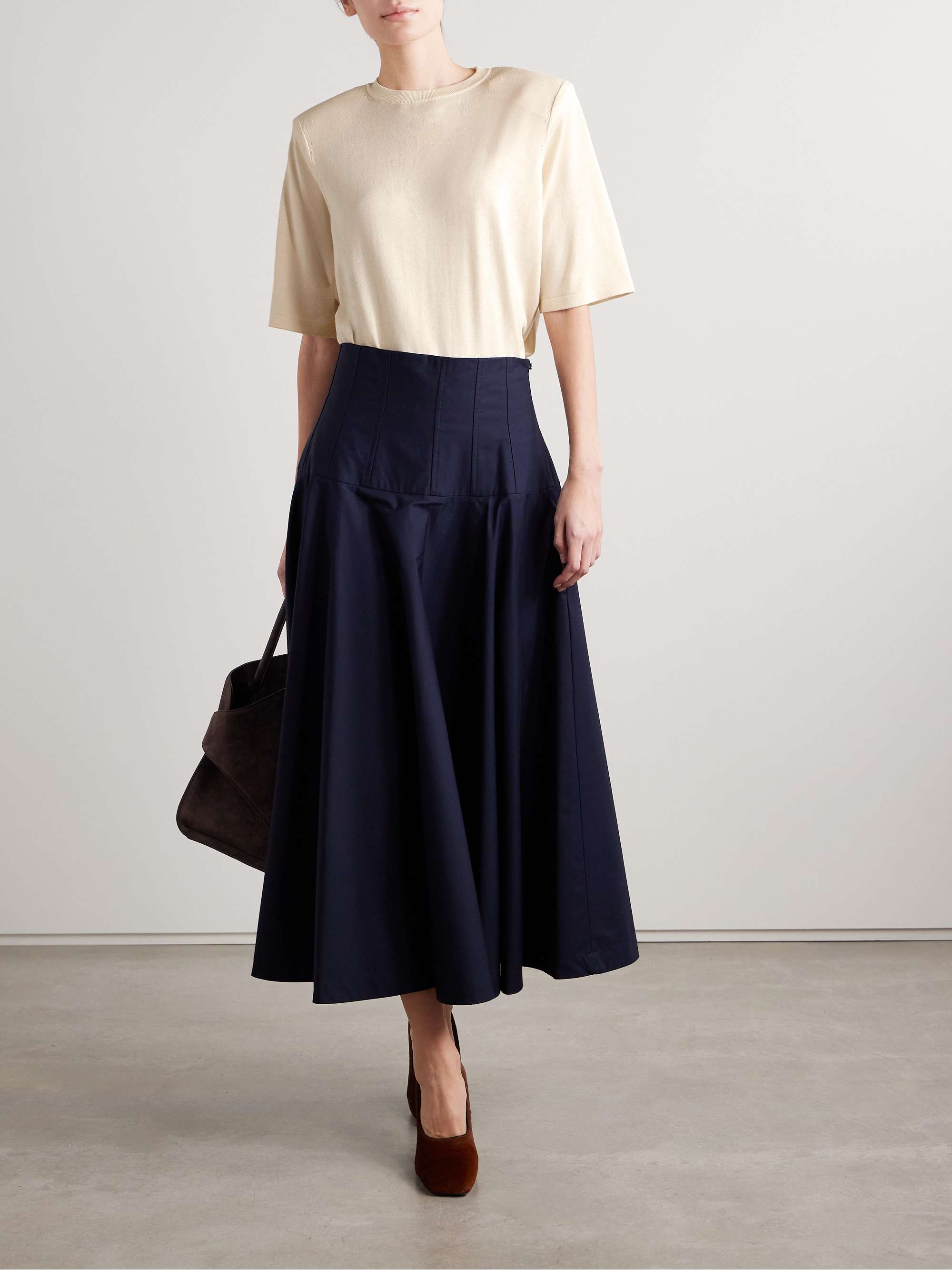 Lilou oversized silk and cotton-blend jersey T-shirt view