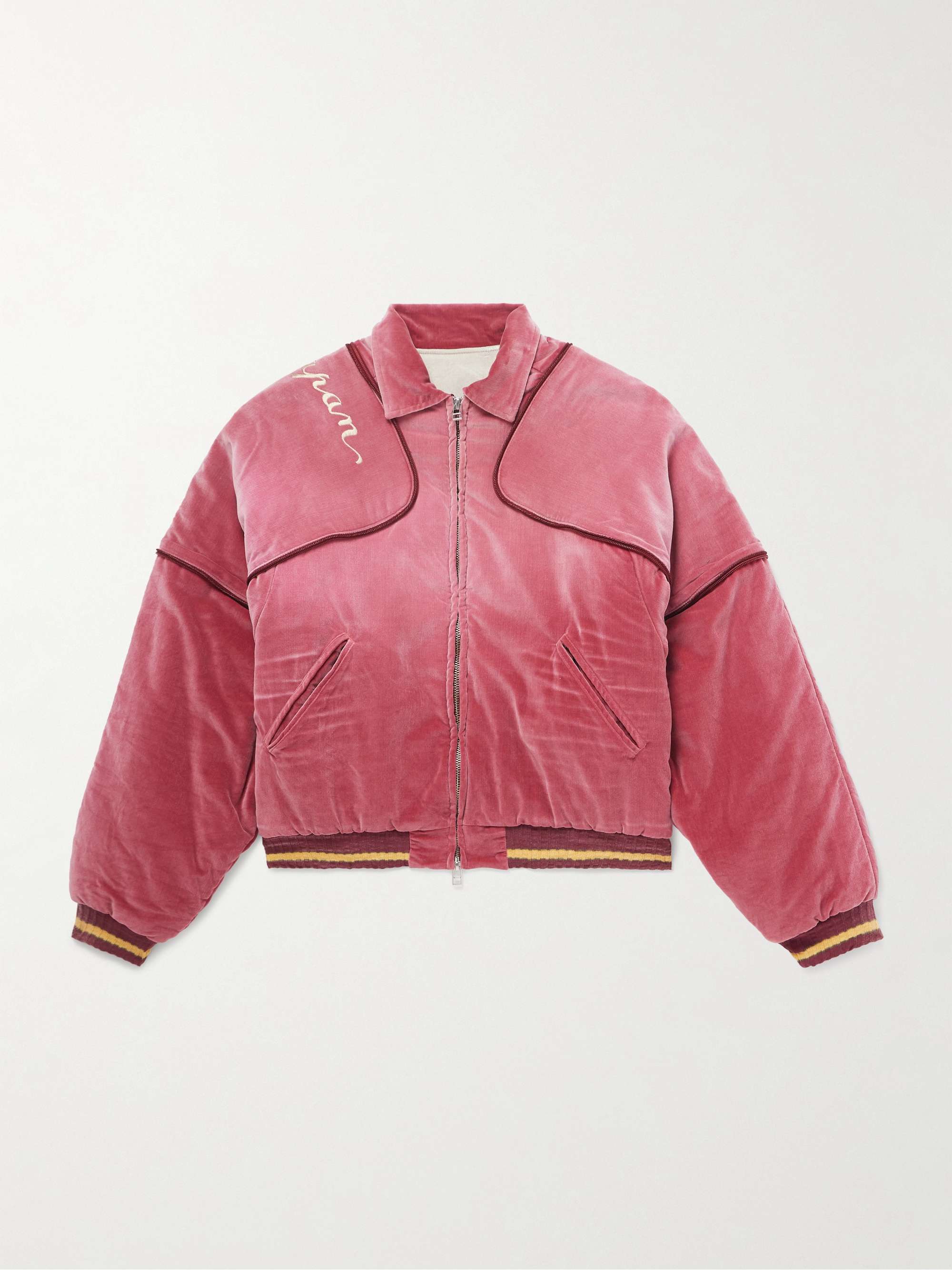 Logo-Embroidered Zip-Detailed Cotton-Velvet Bomber Jacket view
