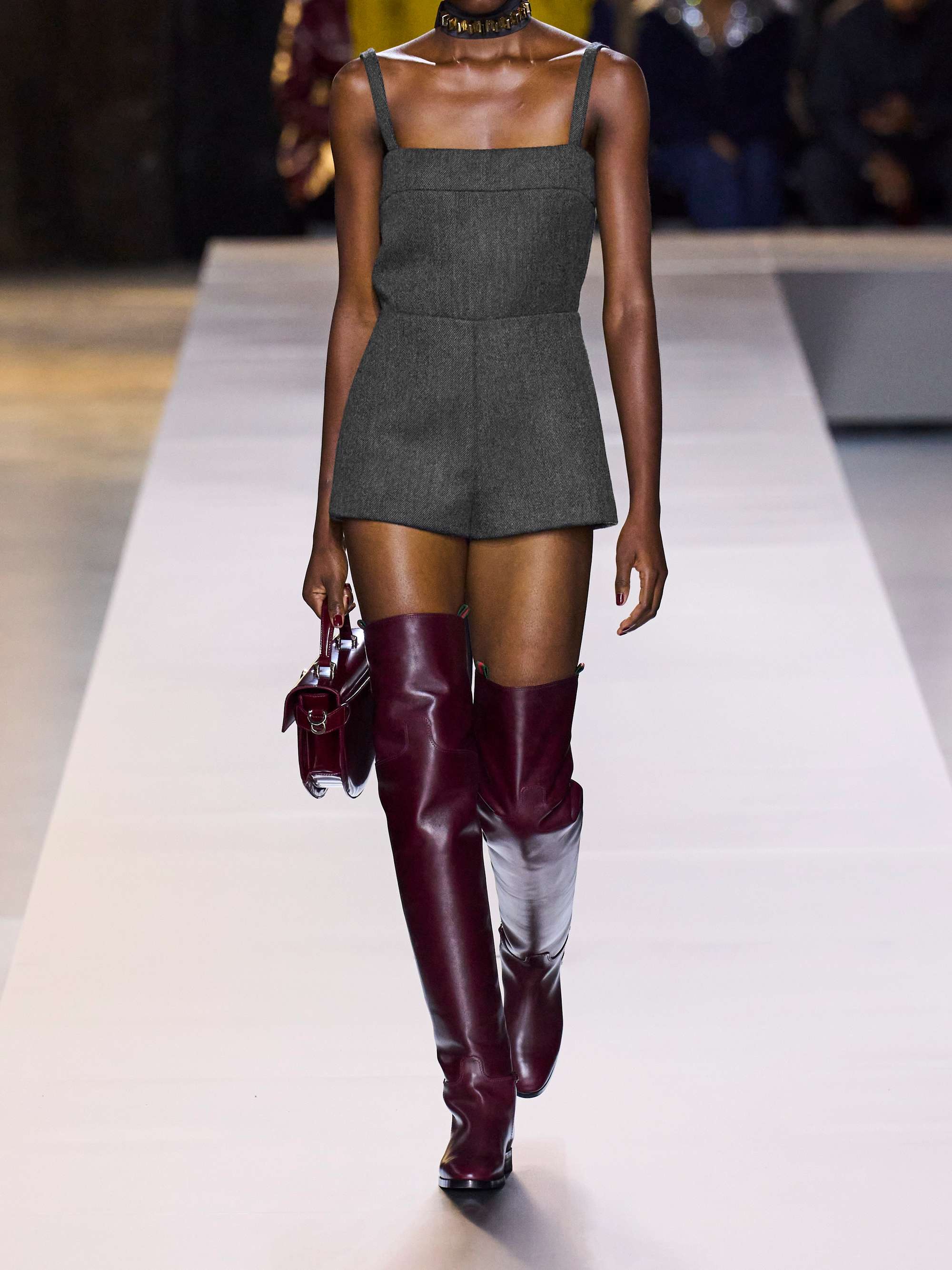 Open-back wool-twill playsuit view