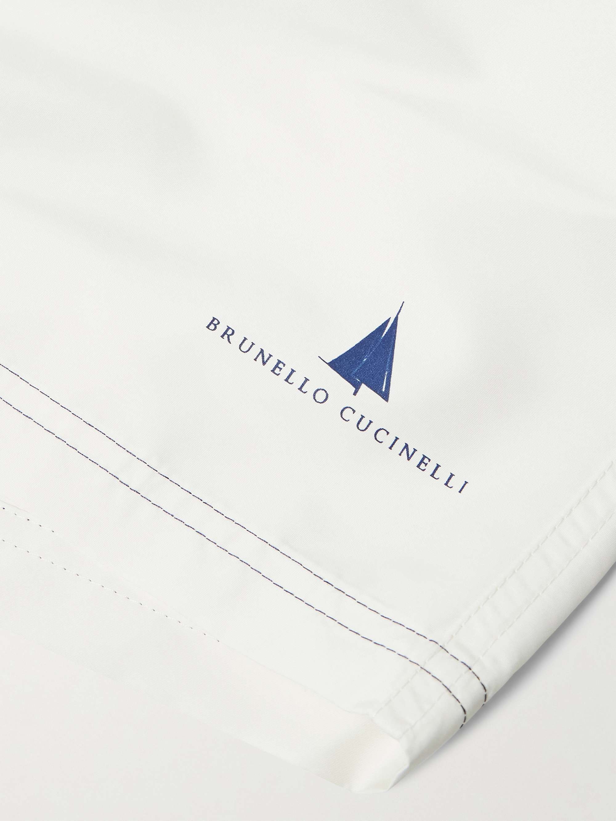 Straight-Leg Mid-Length Logo-Print Swim Shorts view