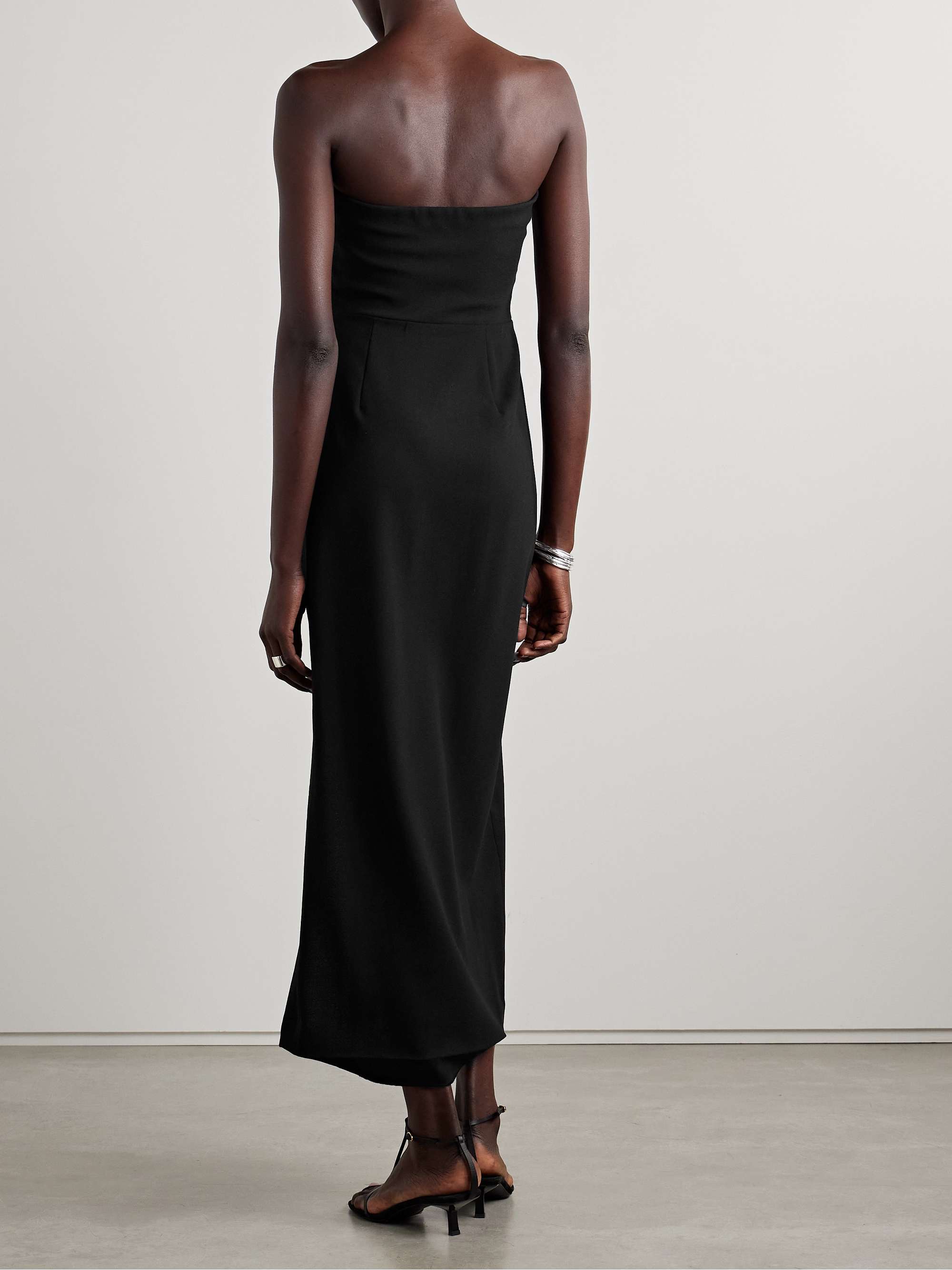 Strapless wool-blend crepe midi dress view