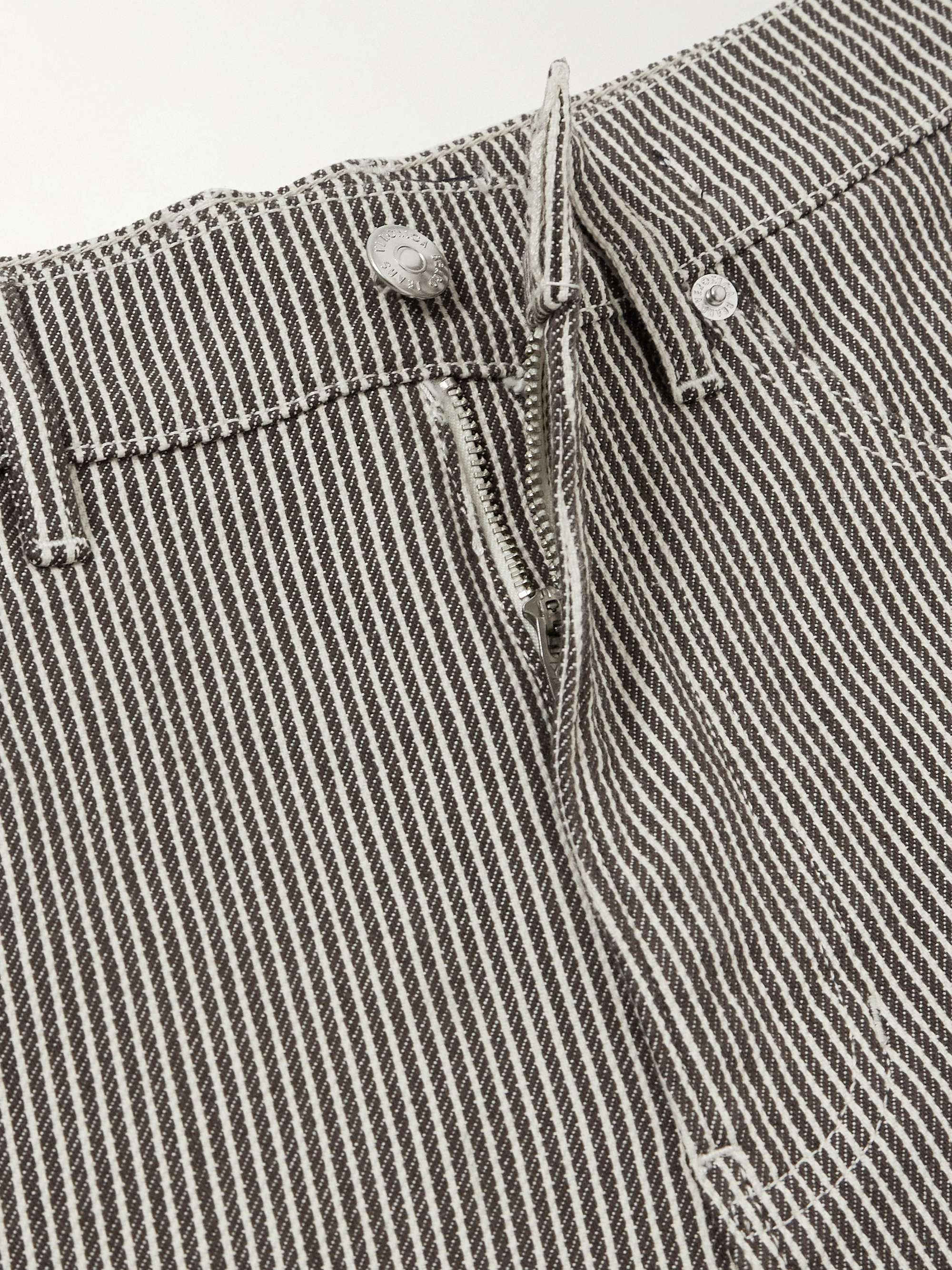 Taylor frayed striped high-rise wide-leg jeans view