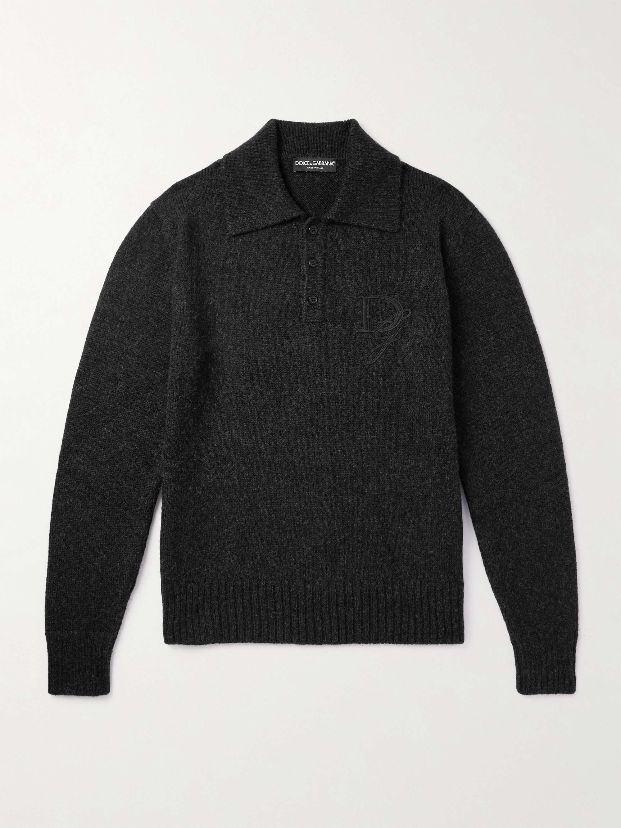 Logo-Appliquéd Knitted Polo Shirt view