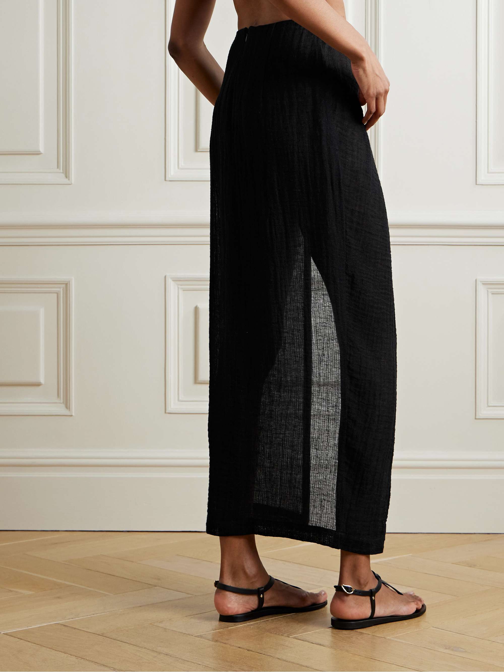 Crinkled linen-blend gauze maxi skirt view