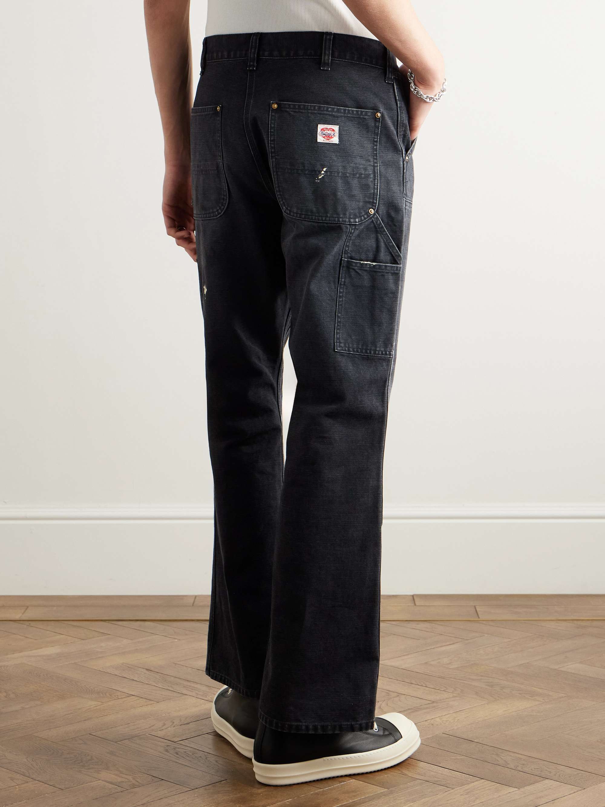 Bootcut Double-Knee Paint-Splattered Cotton-Canvas Trousers view